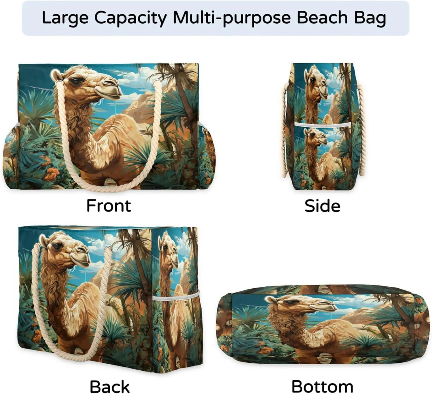 Large Beach Tote Bags for Women, Waterproof Beach Bag with Zipper, Swim Pool Tote Bags