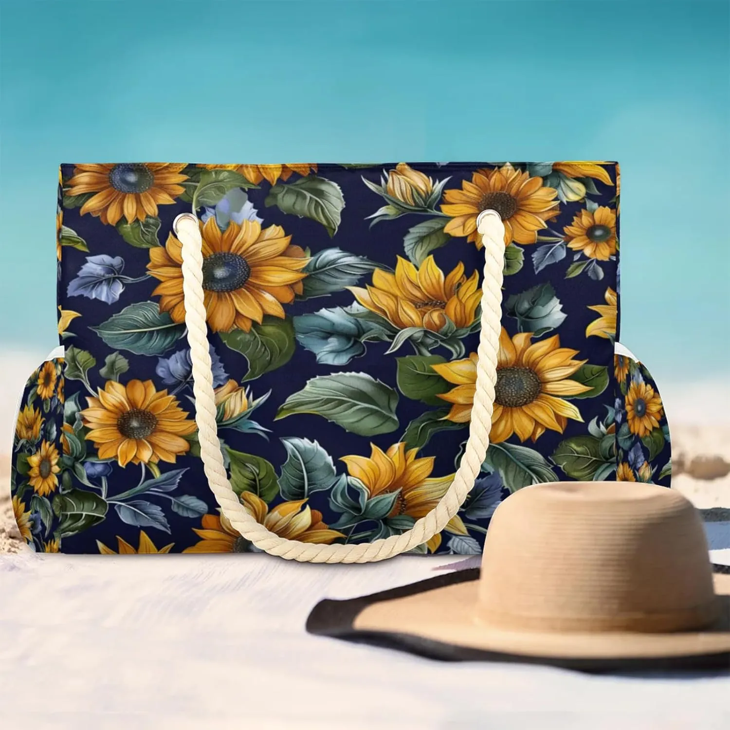 Large Beach Tote Bags for Women, Waterproof Beach Bag with Zipper, Swim Pool Tote Bags