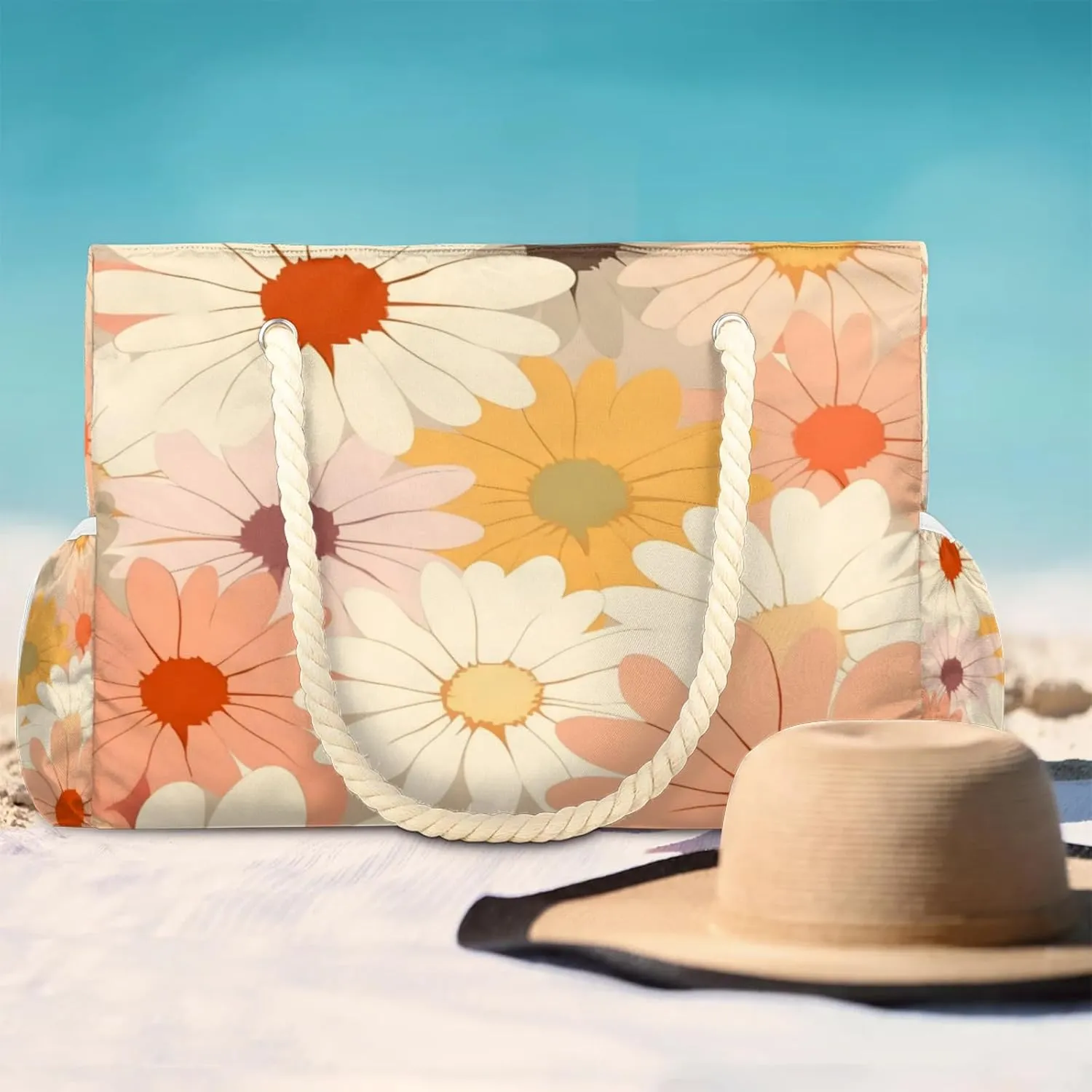 Large Beach Tote Bags for Women, Waterproof Beach Bag with Zipper, Swim Pool Tote Bags
