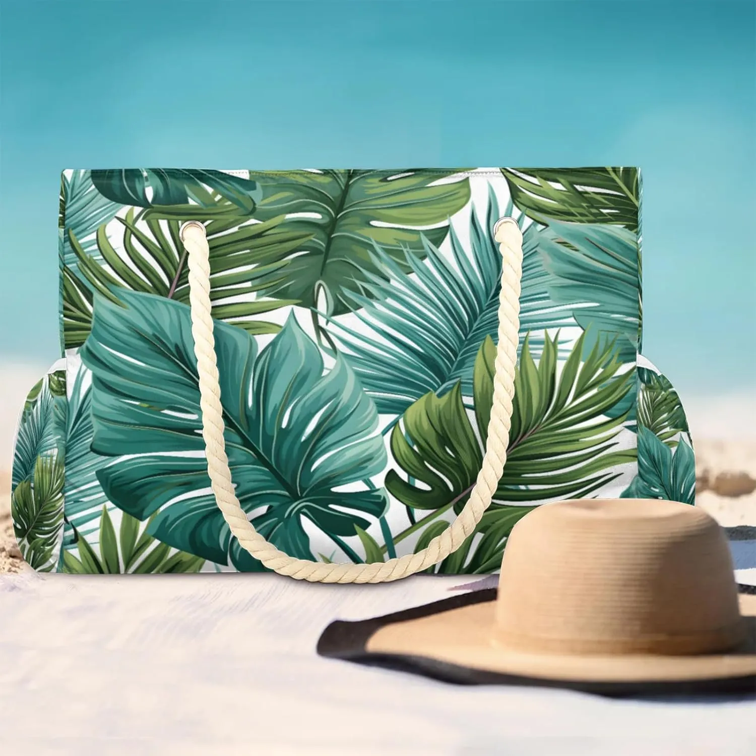 Large Beach Tote Bags for Women, Waterproof Beach Bag with Zipper, Swim Pool Tote Bags
