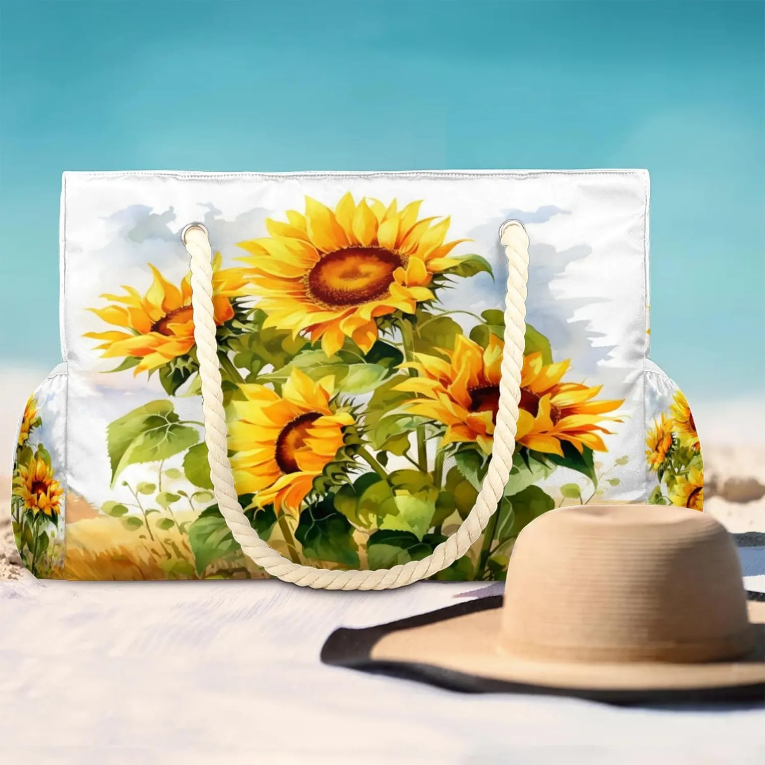 Large Beach Tote Bags for Women, Waterproof Beach Bag with Zipper, Swim Pool Tote Bags