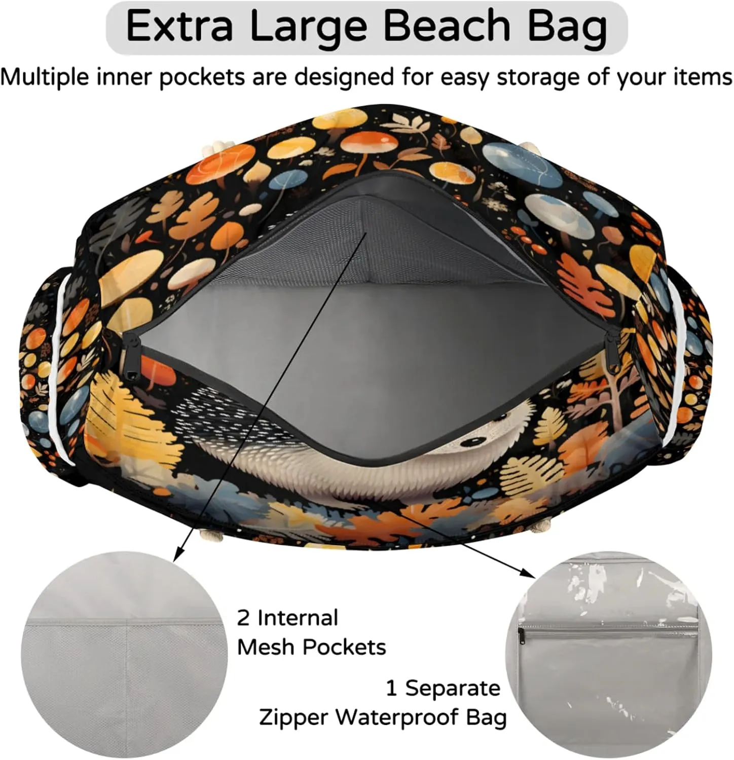 Large Beach Tote Bags for Women, Waterproof Beach Bag with Zipper, Swim Pool Tote Bags