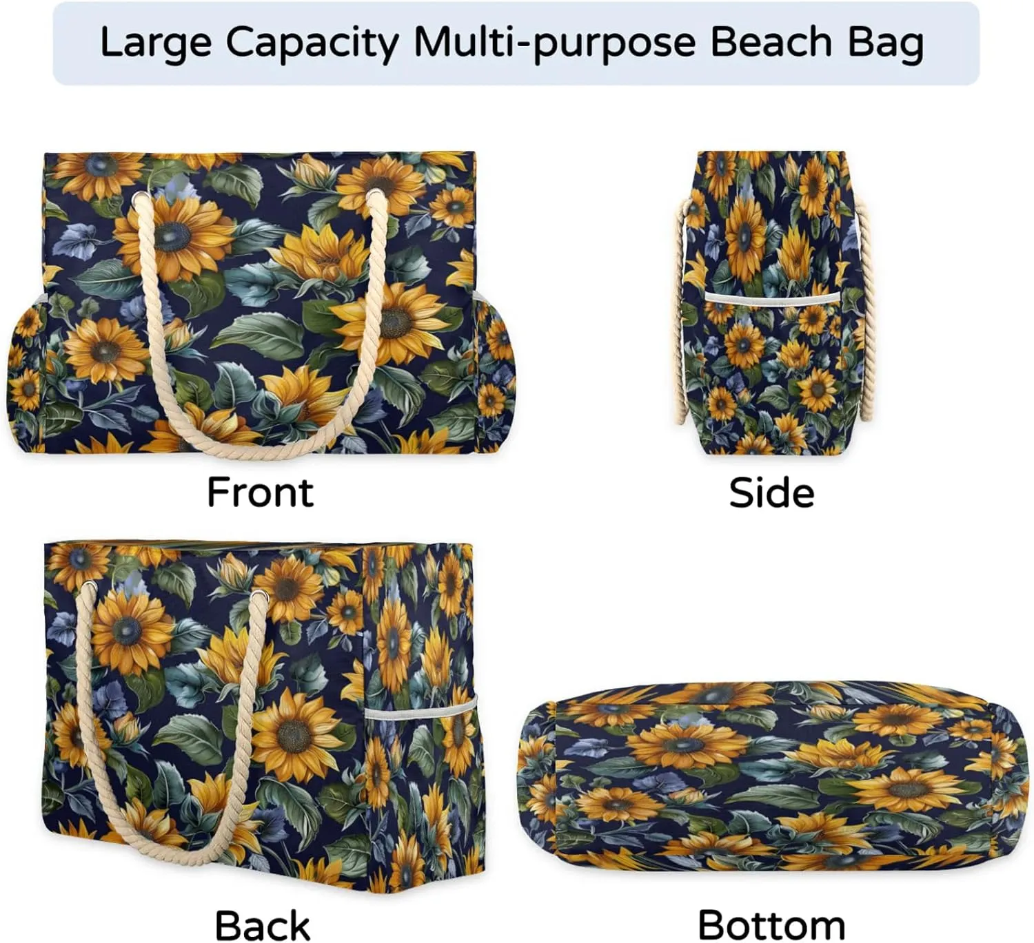 Large Beach Tote Bags for Women, Waterproof Beach Bag with Zipper, Swim Pool Tote Bags