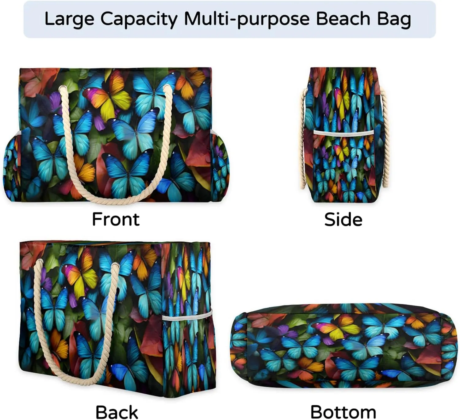 Large Beach Tote Bags with Zipper, Beach Bag for Women, Waterproof Sandproof Pool Swim Bags, Travel Tote Bag