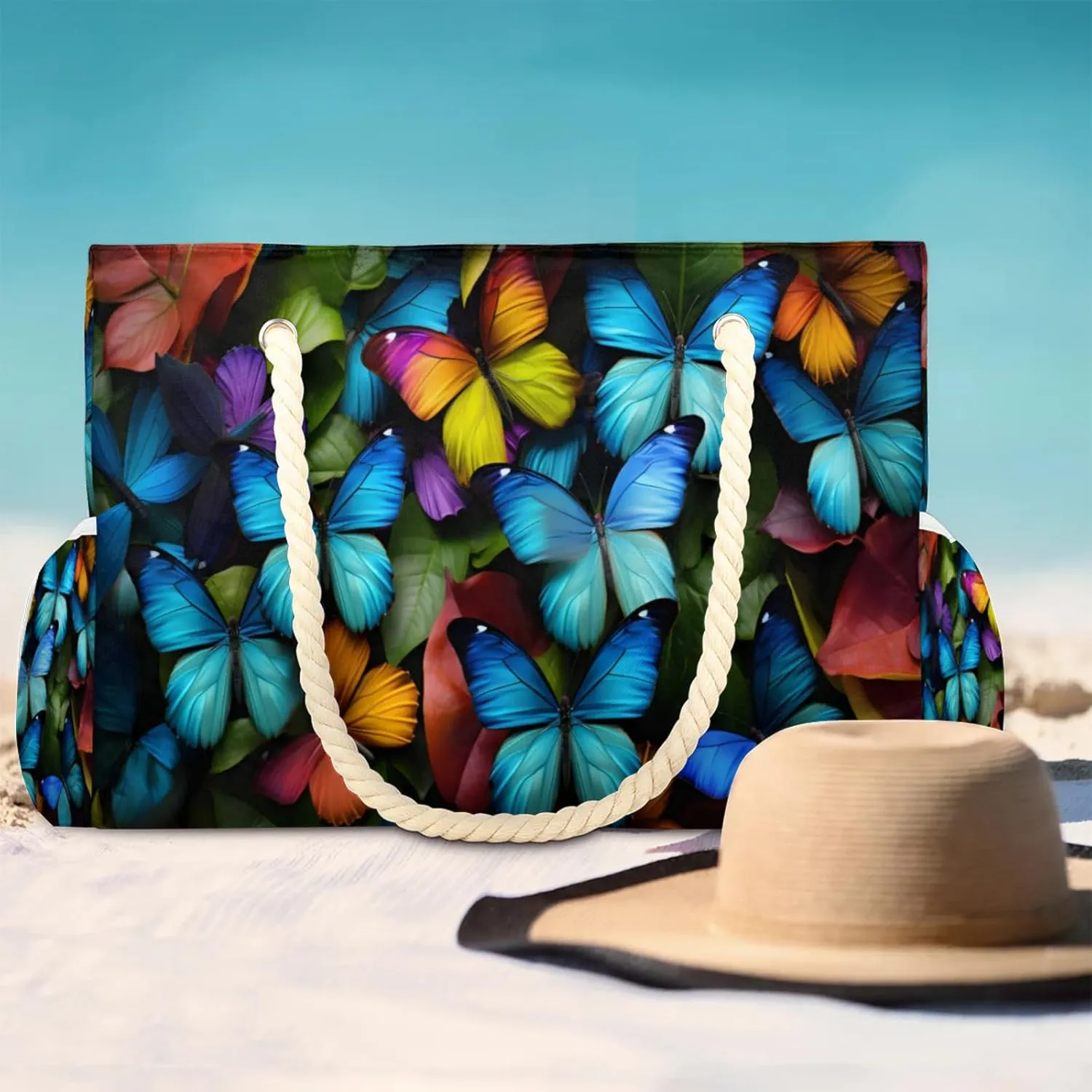 Large Beach Tote Bags with Zipper, Beach Bag for Women, Waterproof Sandproof Pool Swim Bags, Travel Tote Bag