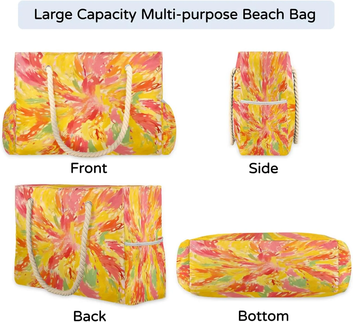 Large Beach Tote Bags with Zipper, Beach Bag for Women, Waterproof Sandproof Pool Swim Bags, Travel Tote Bag