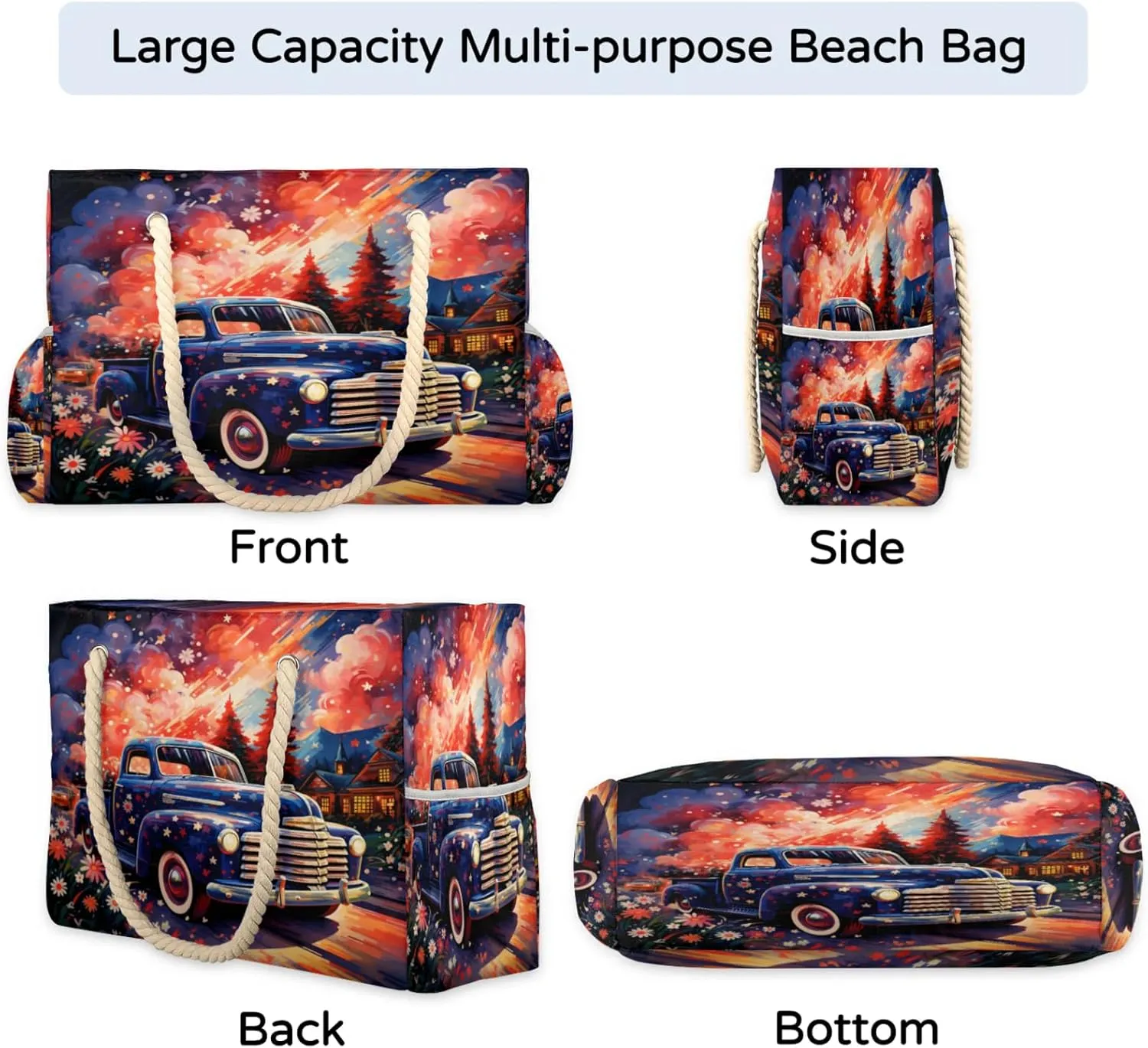 Large Beach Tote Bags with Zipper, Beach Bag for Women, Waterproof Sandproof Pool Swim Bags, Travel Tote Bag