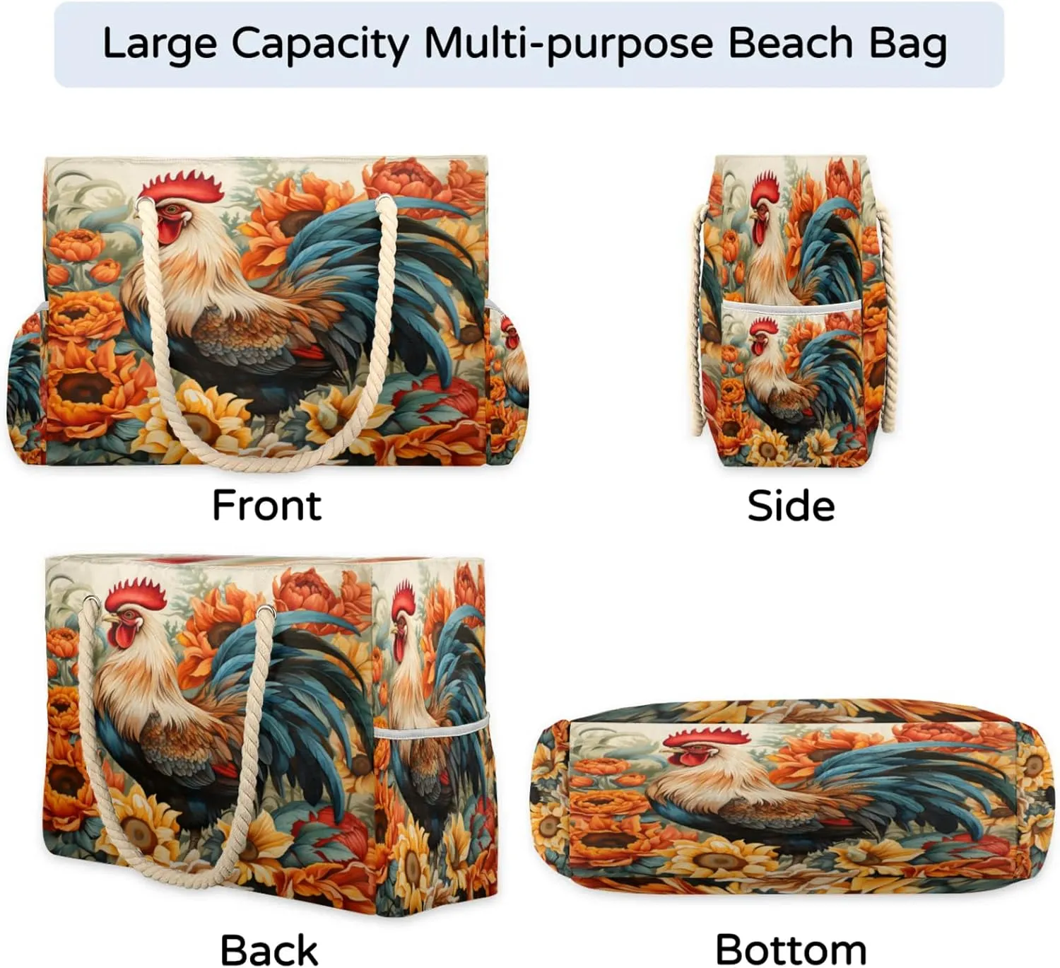 Large Beach Tote Bags with Zipper, Beach Bag for Women, Waterproof Sandproof Pool Swim Bags, Travel Tote Bag
