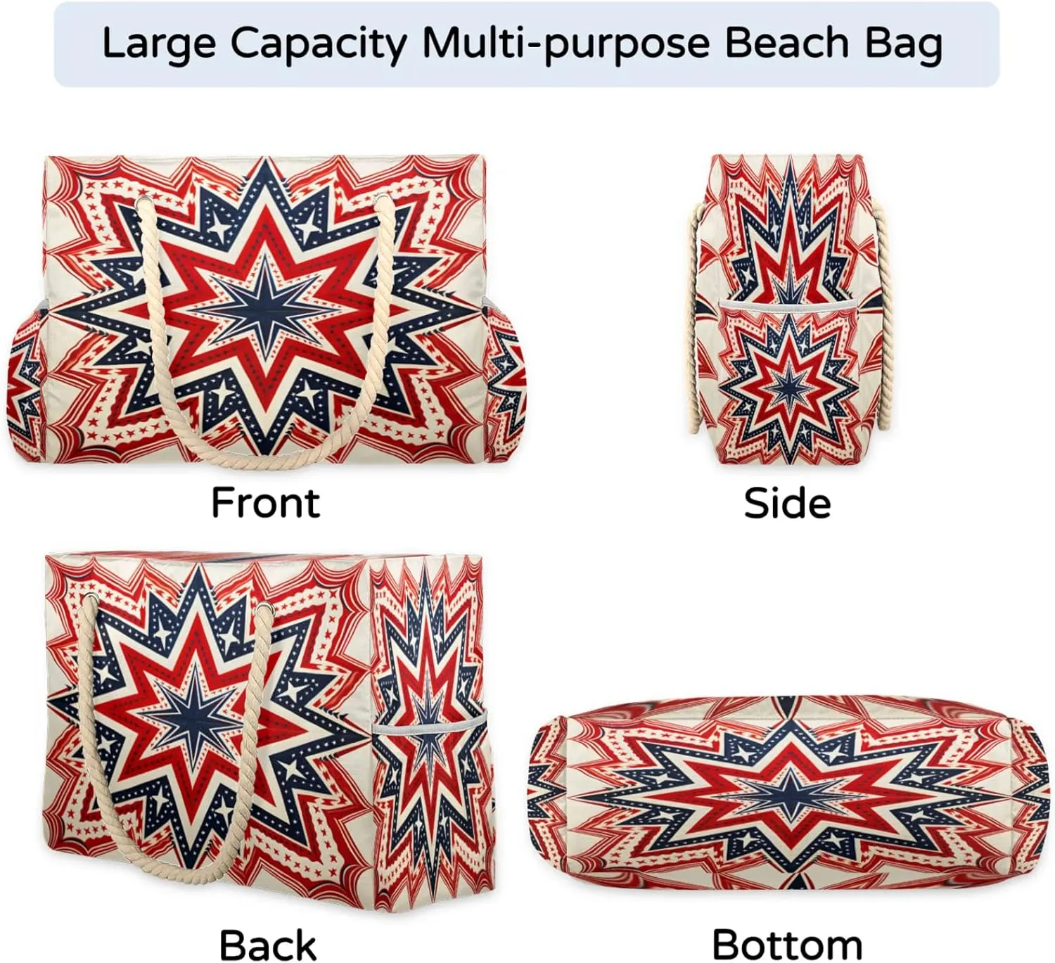 Large Beach Tote Bags with Zipper, Beach Bag for Women, Waterproof Sandproof Pool Swim Bags, Travel Tote Bag