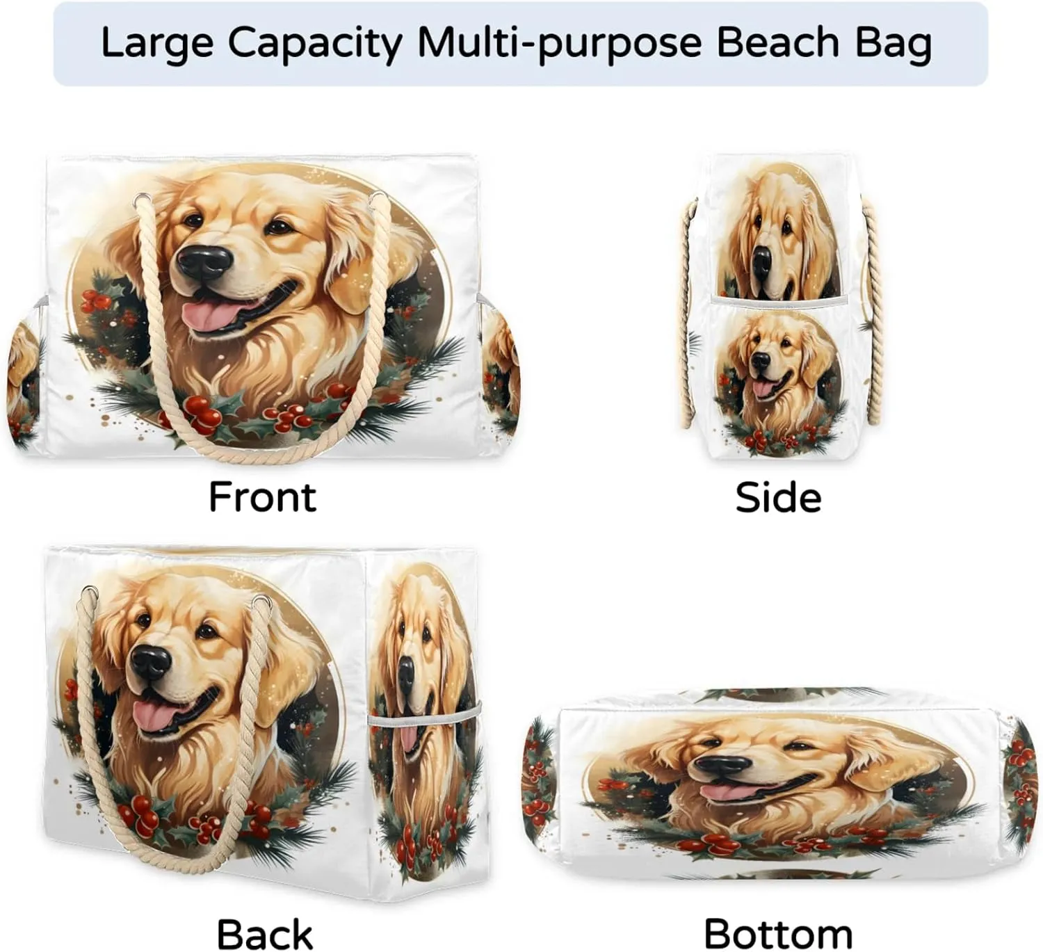 Large Beach Tote Bags with Zipper, Beach Bag for Women, Waterproof Sandproof Pool Swim Bags, Travel Tote Bag