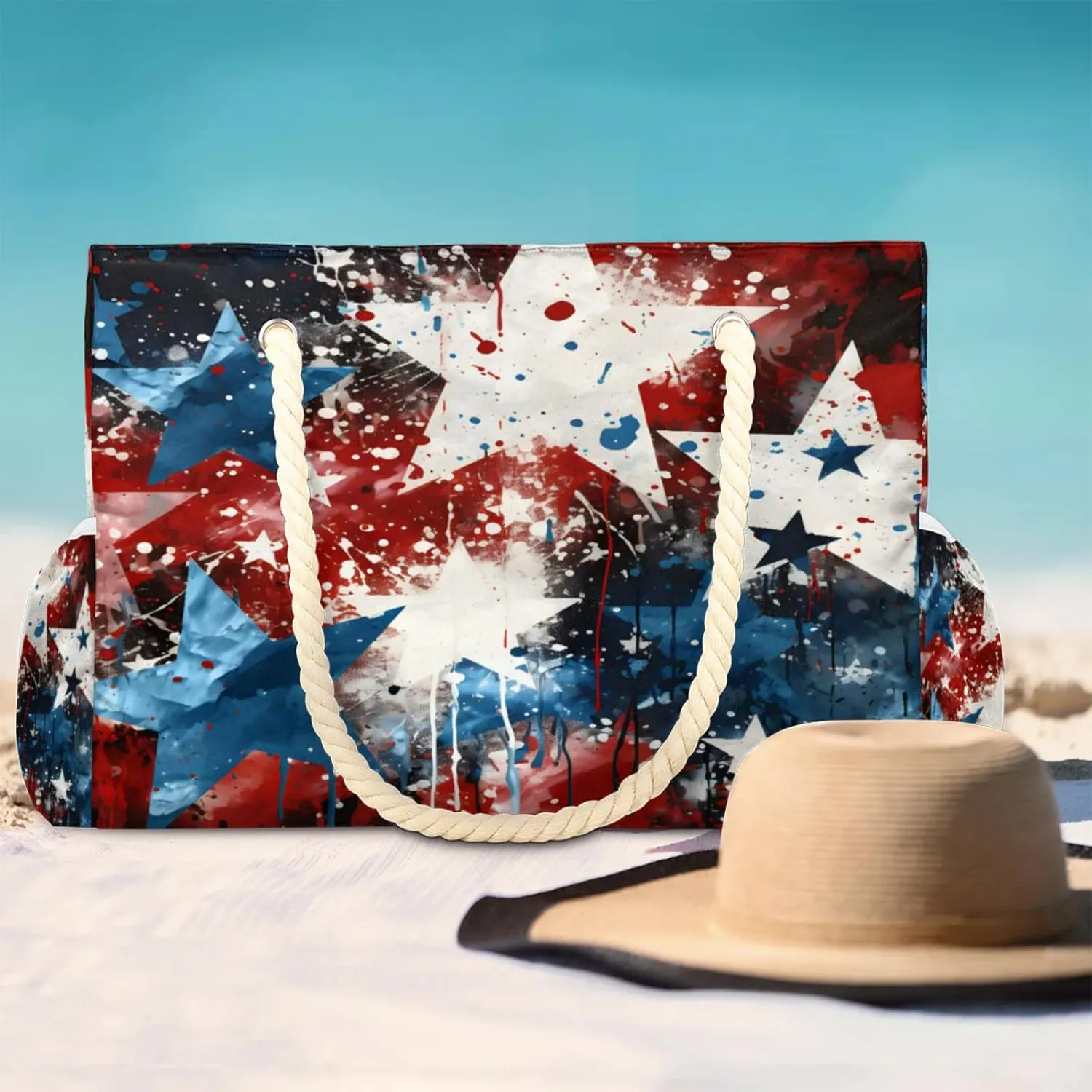 Large Beach Tote Bags with Zipper, Beach Bag for Women, Waterproof Sandproof Pool Swim Bags, Travel Tote Bag
