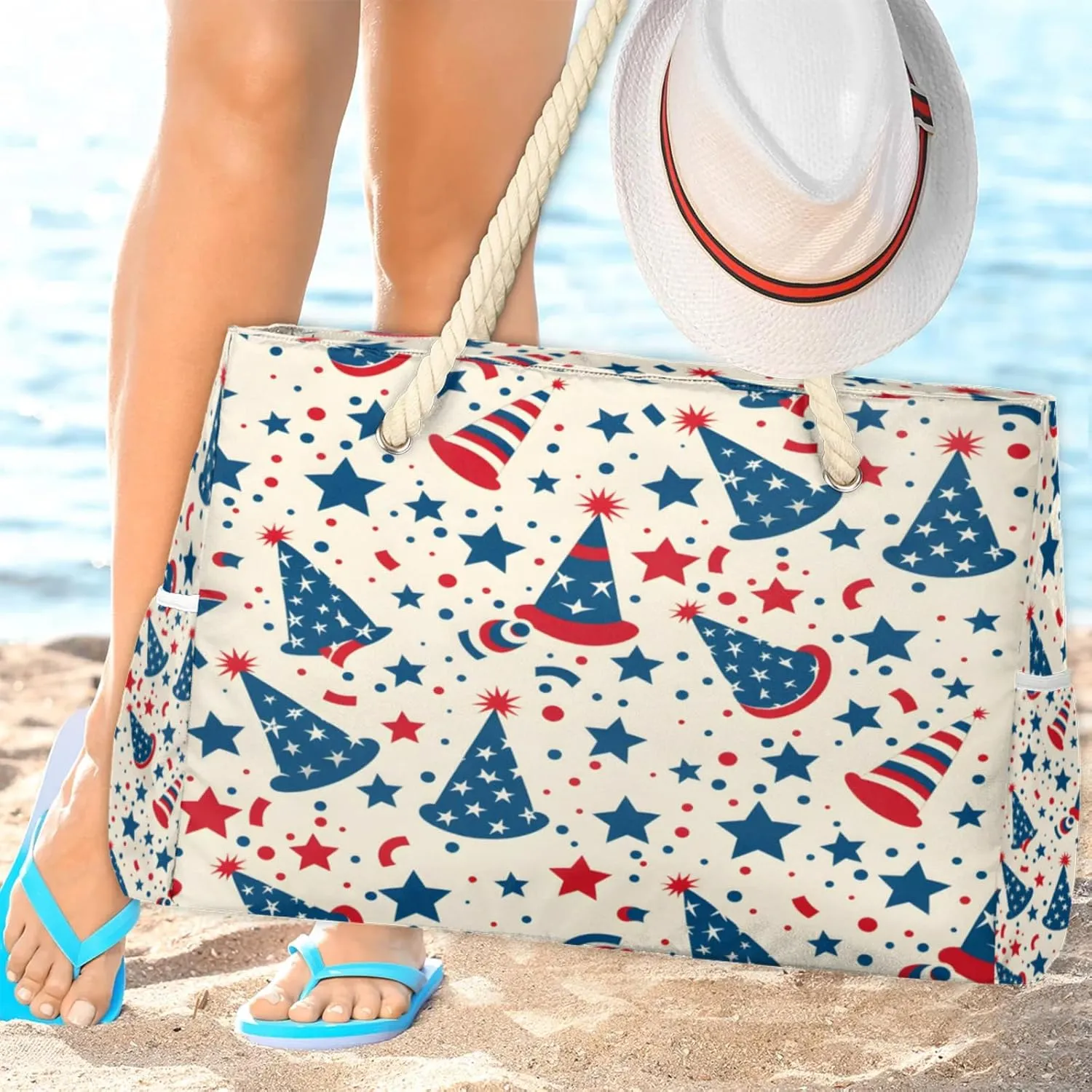 Large Beach Tote Bags with Zipper, Beach Bag for Women, Waterproof Sandproof Pool Swim Bags, Travel Tote Bag
