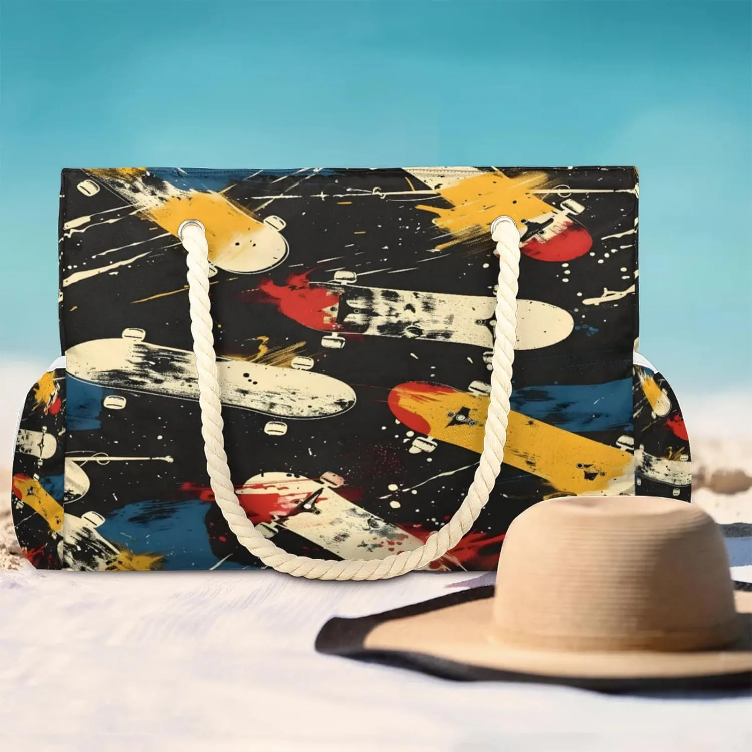 Large Beach Tote Bags with Zipper, Beach Bag for Women, Waterproof Sandproof Pool Swim Bags, Travel Tote Bag