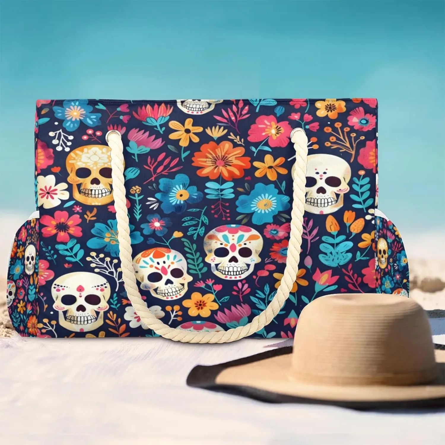 Large Beach Tote Bags with Zipper, Beach Bag for Women, Waterproof Sandproof Pool Swim Bags, Travel Tote Bag
