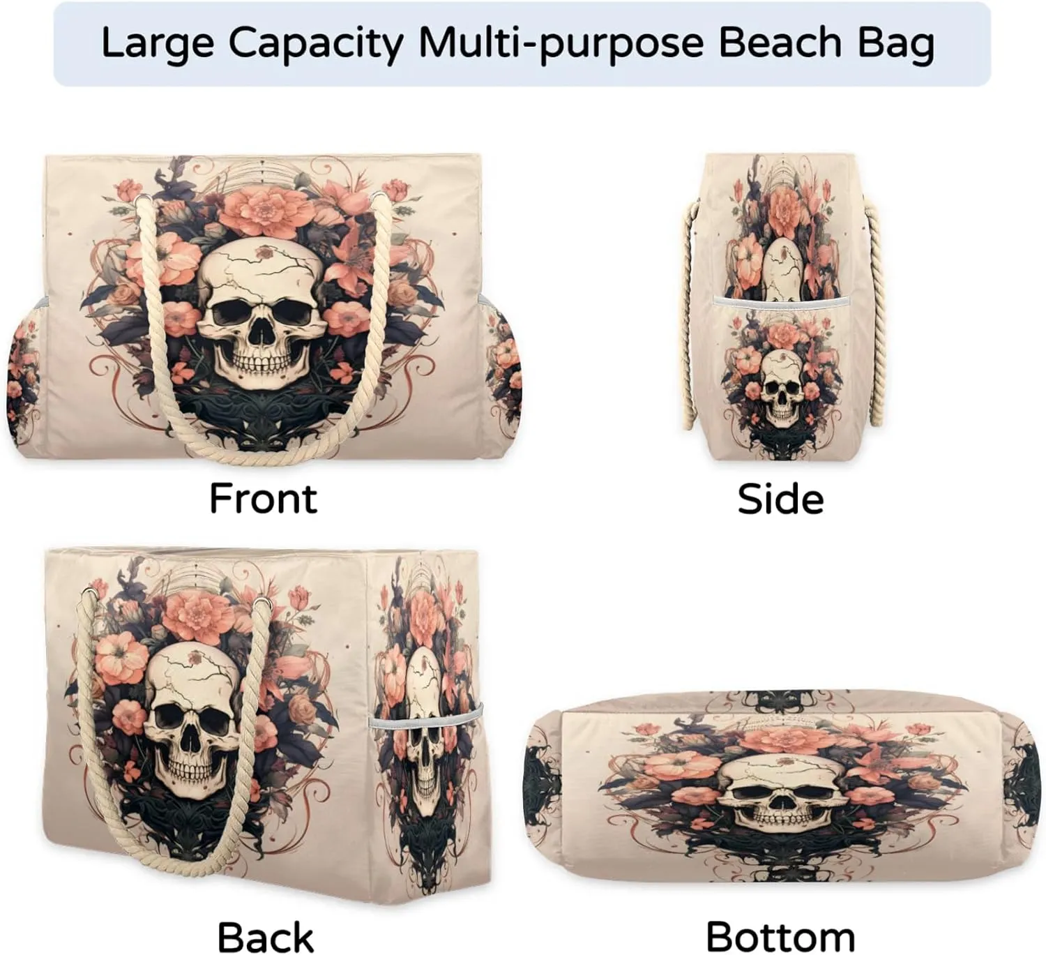 Large Beach Tote Bags with Zipper, Beach Bag for Women, Waterproof Sandproof Pool Swim Bags, Travel Tote Bag