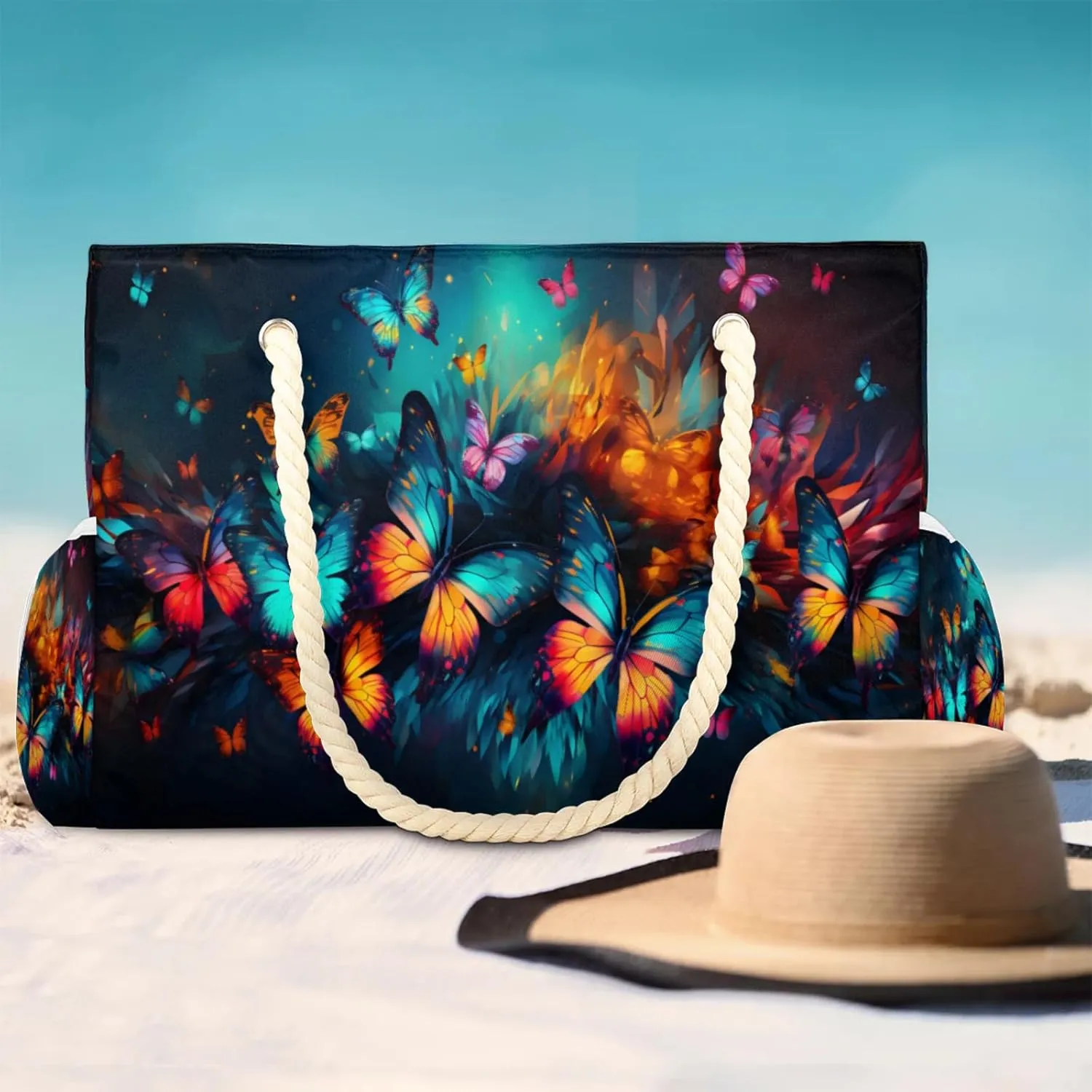 Large Beach Tote Bags with Zipper, Beach Bag for Women, Waterproof Sandproof Pool Swim Bags, Travel Tote Bag