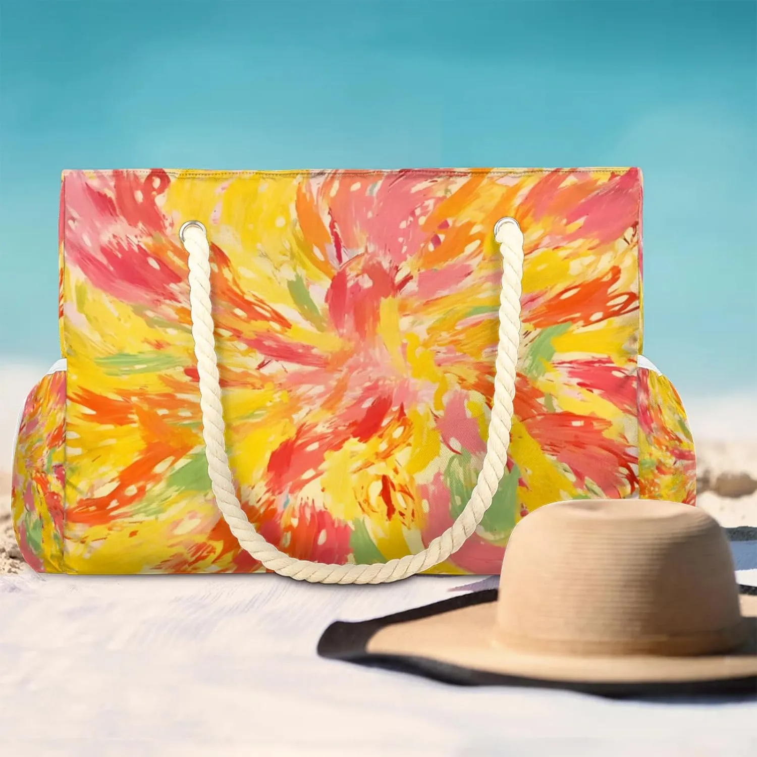 Large Beach Tote Bags with Zipper, Beach Bag for Women, Waterproof Sandproof Pool Swim Bags, Travel Tote Bag