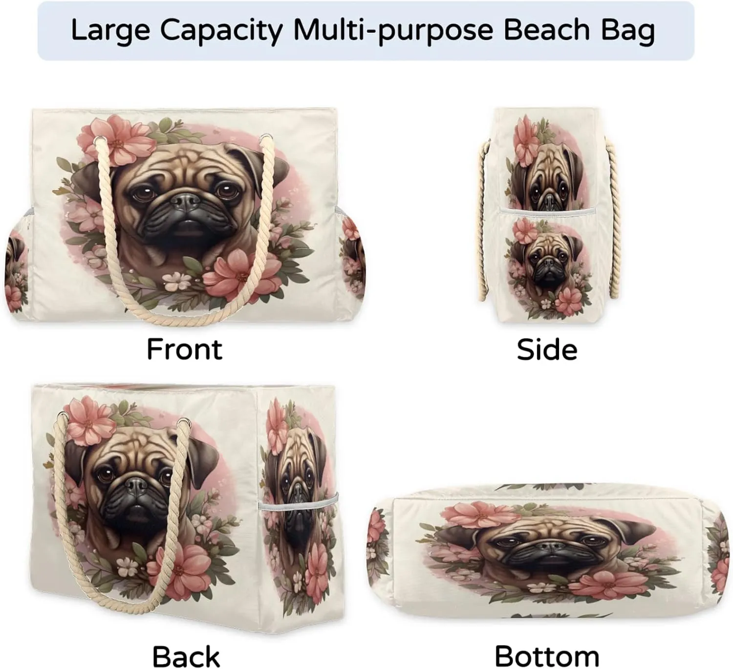 Large Beach Tote Bags with Zipper, Beach Bag for Women, Waterproof Sandproof Pool Swim Bags, Travel Tote Bag