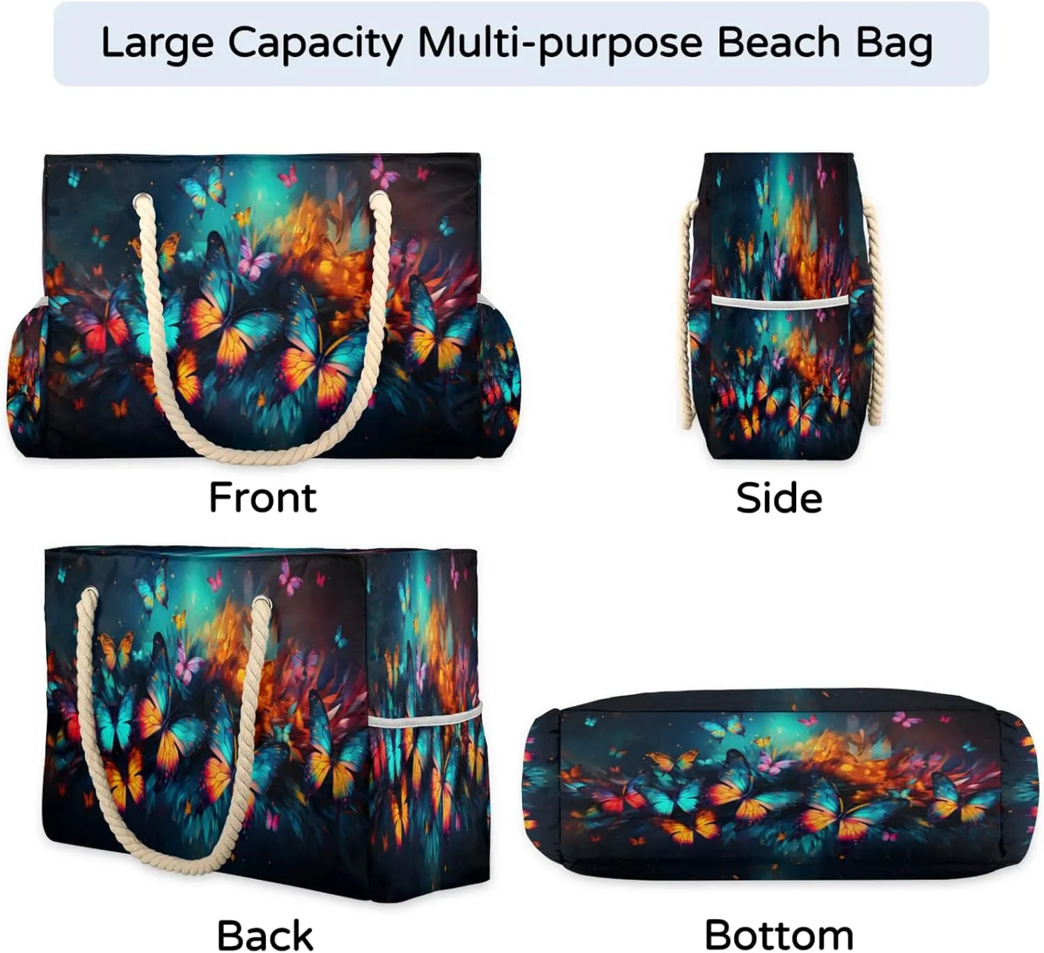 Large Beach Tote Bags with Zipper, Beach Bag for Women, Waterproof Sandproof Pool Swim Bags, Travel Tote Bag