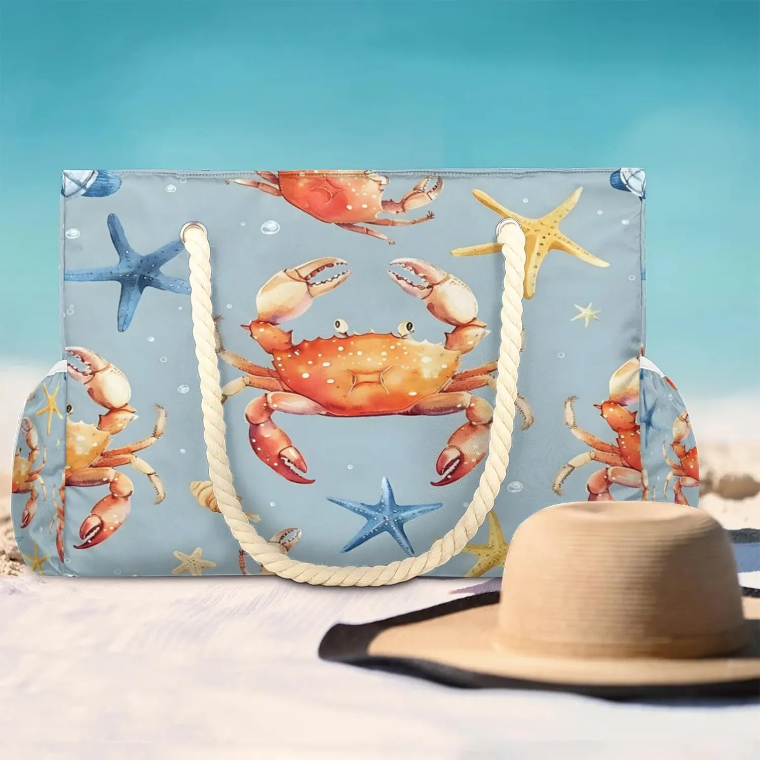 Large Beach Tote Bags with Zipper, Beach Bag for Women, Waterproof Sandproof Pool Swim Bags, Travel Tote Bag