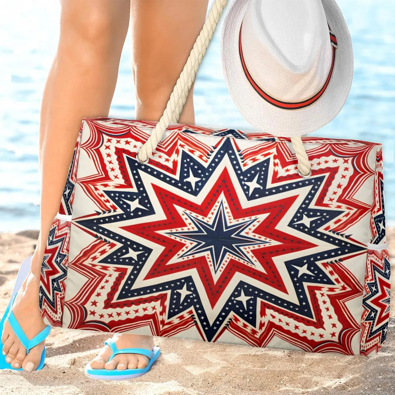 Large Beach Tote Bags with Zipper, Beach Bag for Women, Waterproof Sandproof Pool Swim Bags, Travel Tote Bag