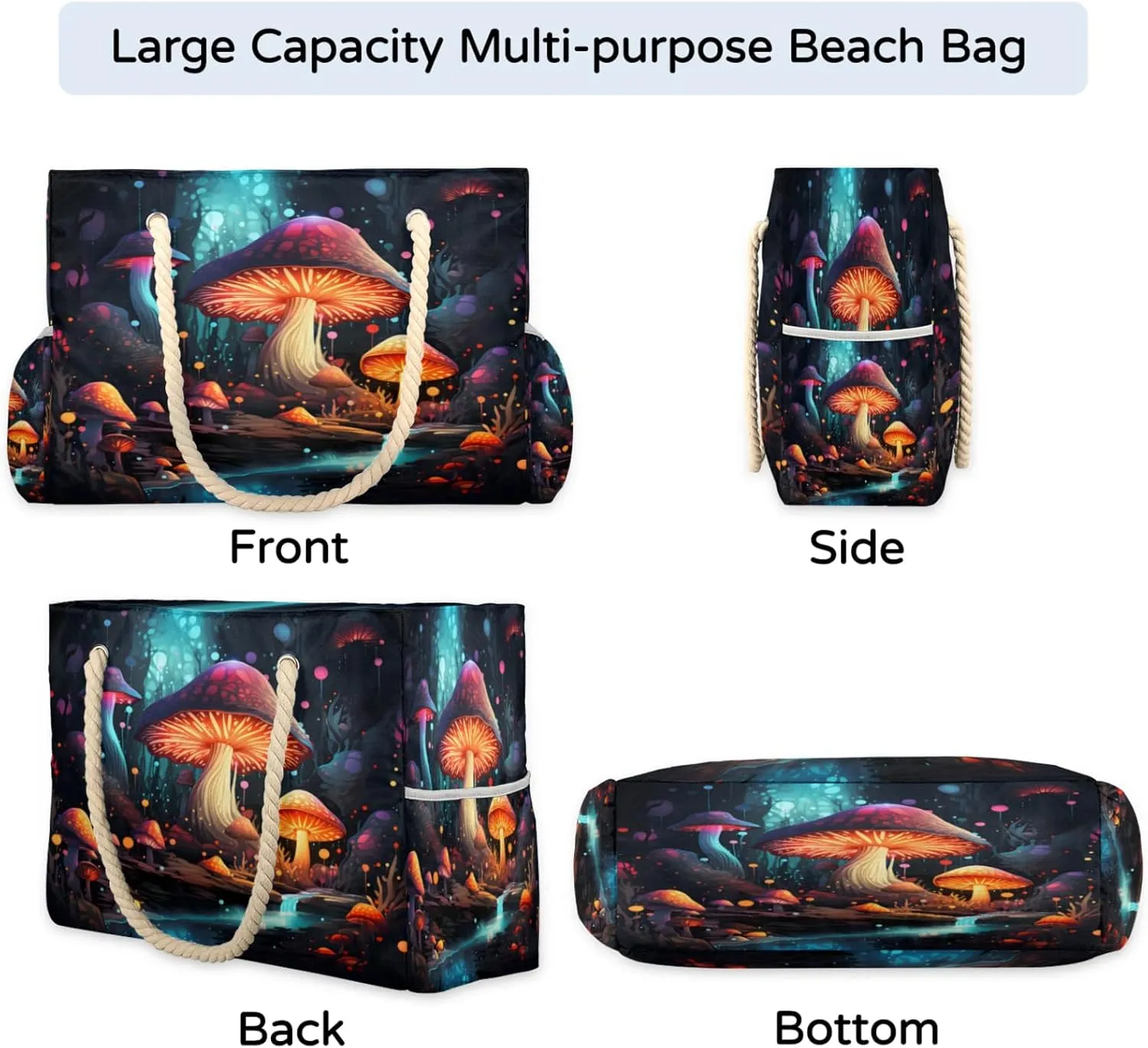Large Beach Tote Bags with Zipper, Beach Bag for Women, Waterproof Sandproof Pool Swim Bags, Travel Tote Bag
