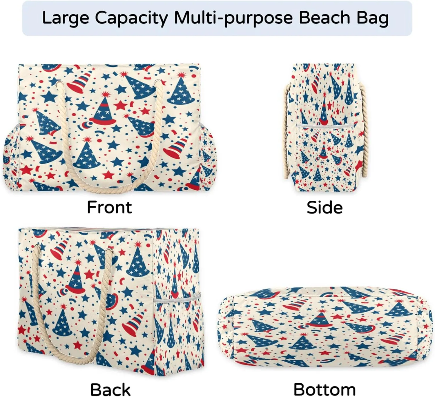Large Beach Tote Bags with Zipper, Beach Bag for Women, Waterproof Sandproof Pool Swim Bags, Travel Tote Bag