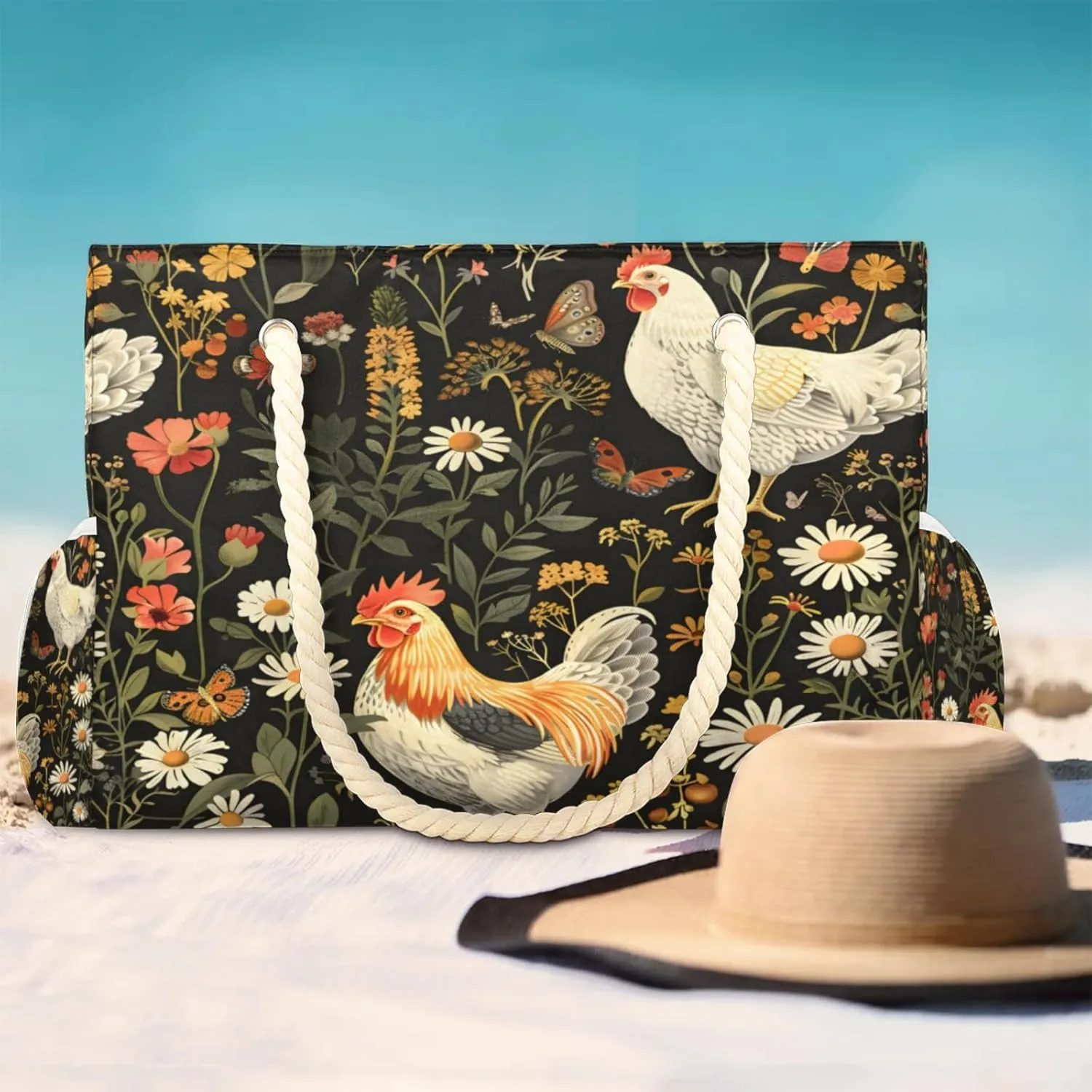 Large Beach Tote Bags with Zipper, Beach Bag for Women, Waterproof Sandproof Pool Swim Bags, Travel Tote Bag