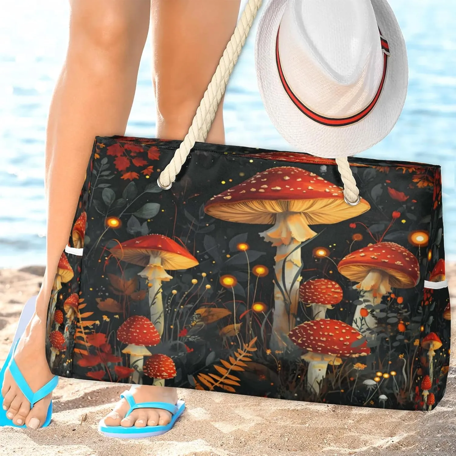 Large Beach Tote Bags with Zipper, Beach Bag for Women, Waterproof Sandproof Pool Swim Bags, Travel Tote Bag