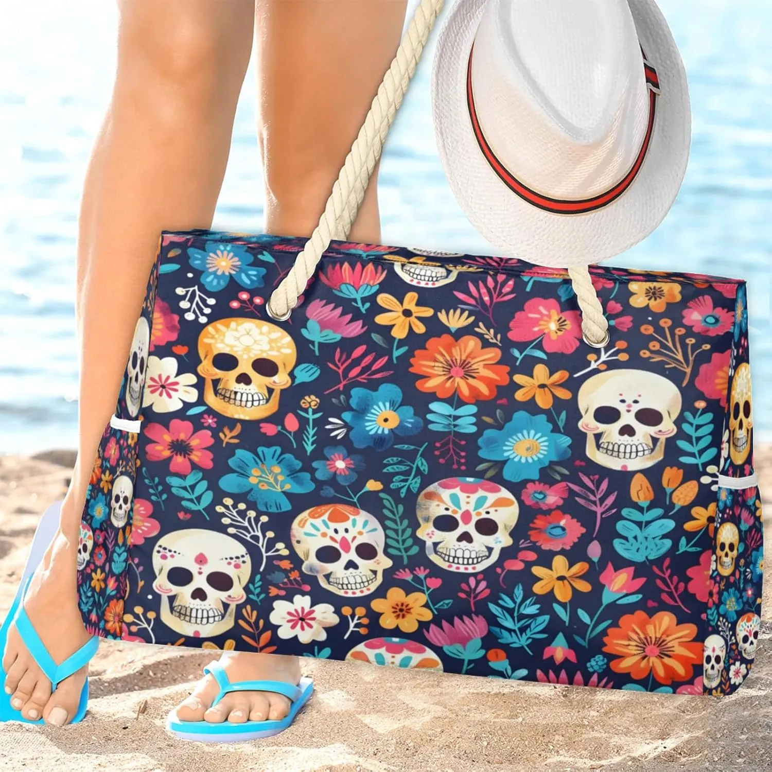 Large Beach Tote Bags with Zipper, Beach Bag for Women, Waterproof Sandproof Pool Swim Bags, Travel Tote Bag