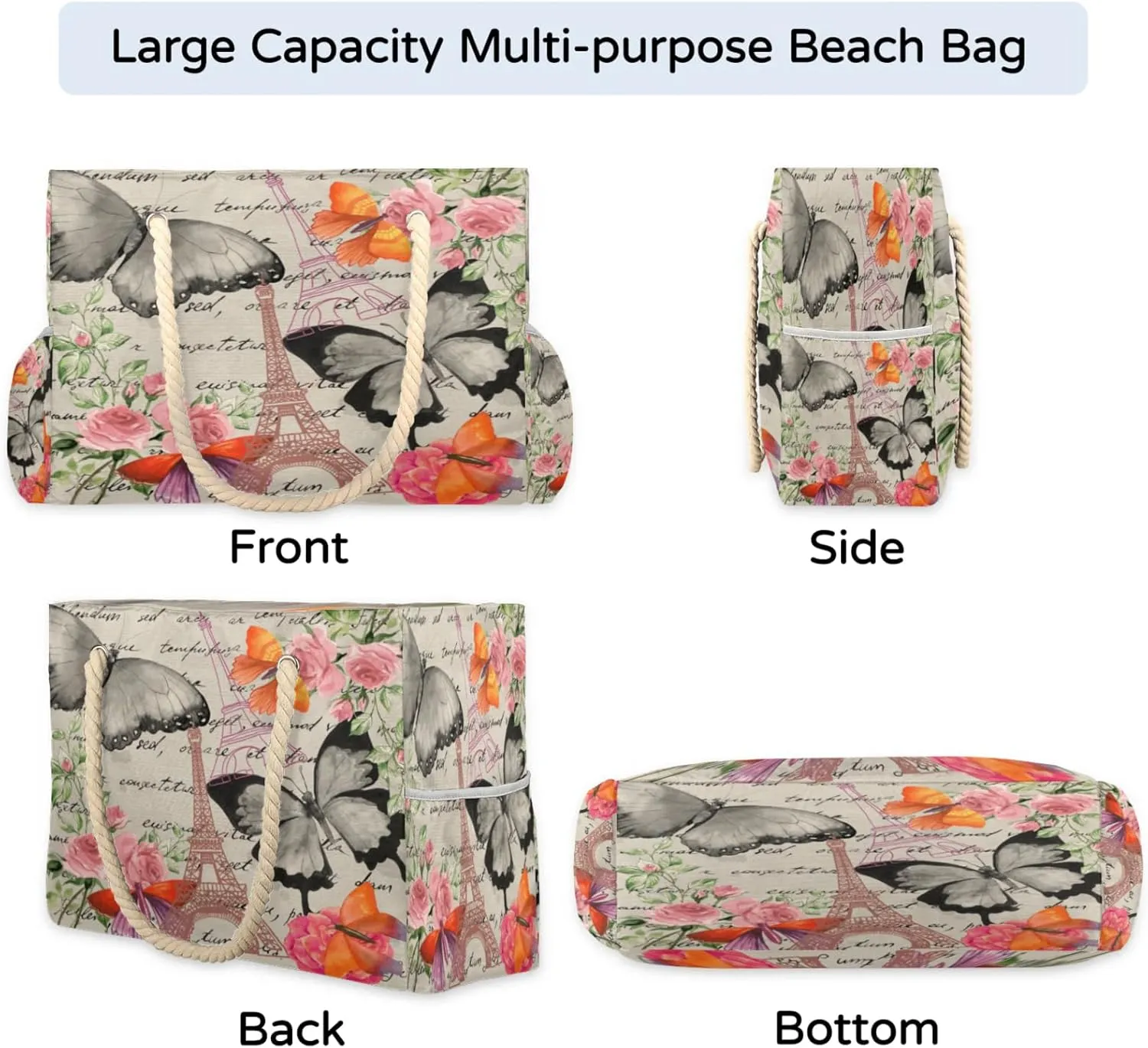 Large Beach Tote Bags with Zipper, Beach Bag for Women, Waterproof Sandproof Pool Swim Bags, Travel Tote Bag