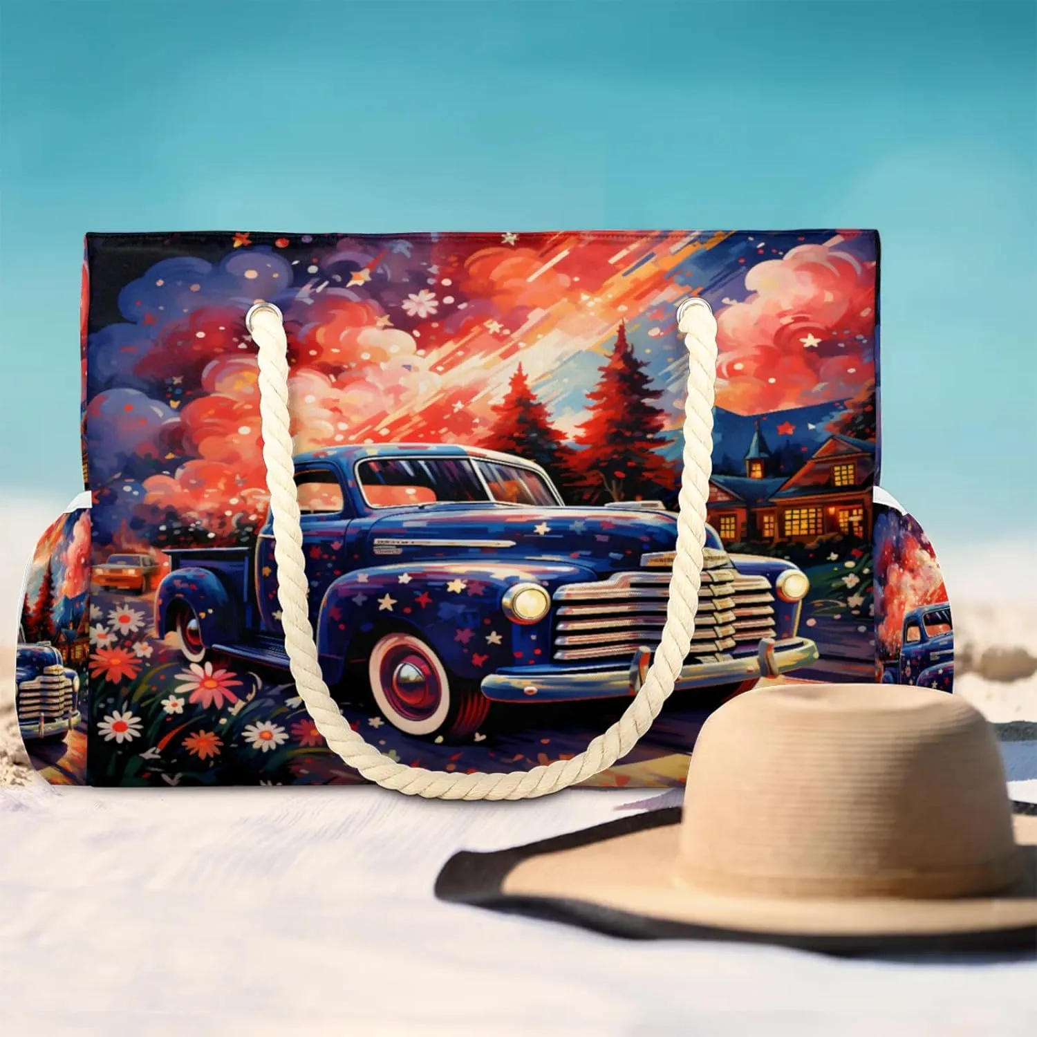 Large Beach Tote Bags with Zipper, Beach Bag for Women, Waterproof Sandproof Pool Swim Bags, Travel Tote Bag