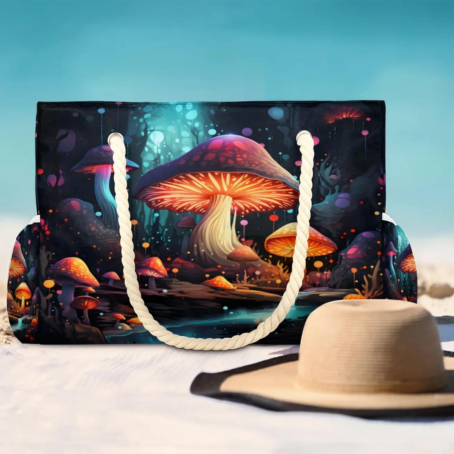 Large Beach Tote Bags with Zipper, Beach Bag for Women, Waterproof Sandproof Pool Swim Bags, Travel Tote Bag