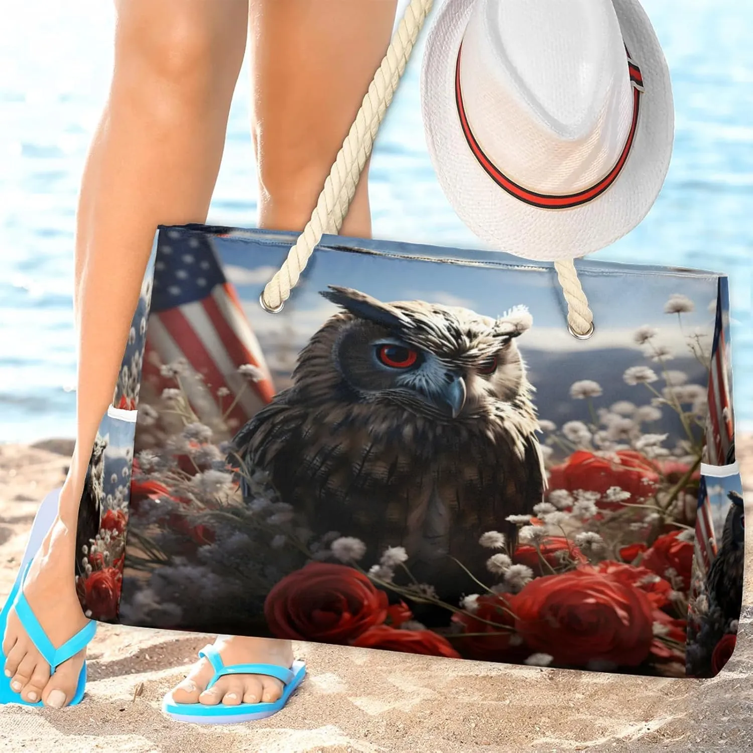 Large Beach Tote Bags with Zipper, Beach Bag for Women, Waterproof Sandproof Pool Swim Bags, Travel Tote Bag