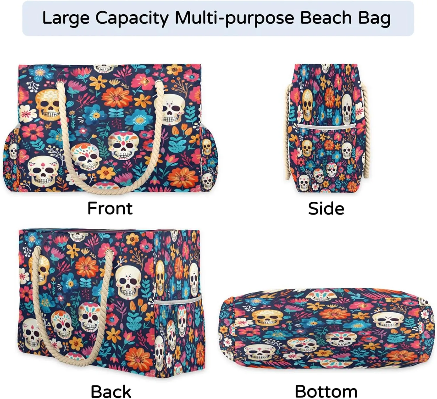 Large Beach Tote Bags with Zipper, Beach Bag for Women, Waterproof Sandproof Pool Swim Bags, Travel Tote Bag
