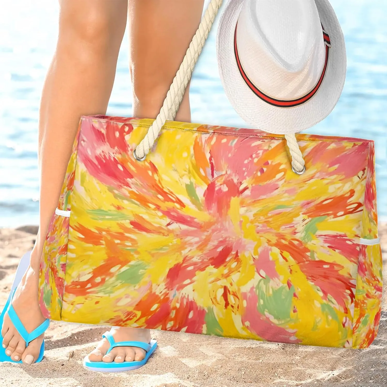 Large Beach Tote Bags with Zipper, Beach Bag for Women, Waterproof Sandproof Pool Swim Bags, Travel Tote Bag