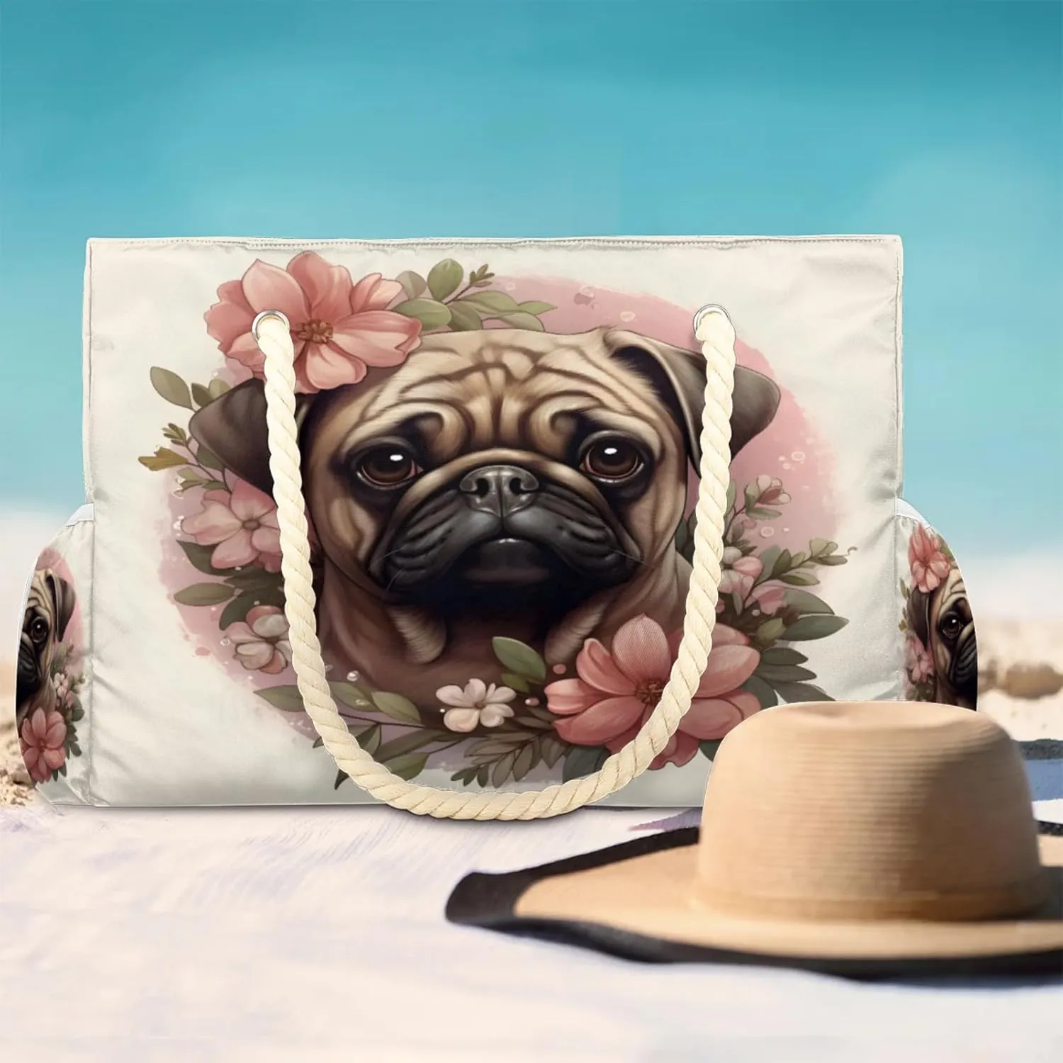 Large Beach Tote Bags with Zipper, Beach Bag for Women, Waterproof Sandproof Pool Swim Bags, Travel Tote Bag