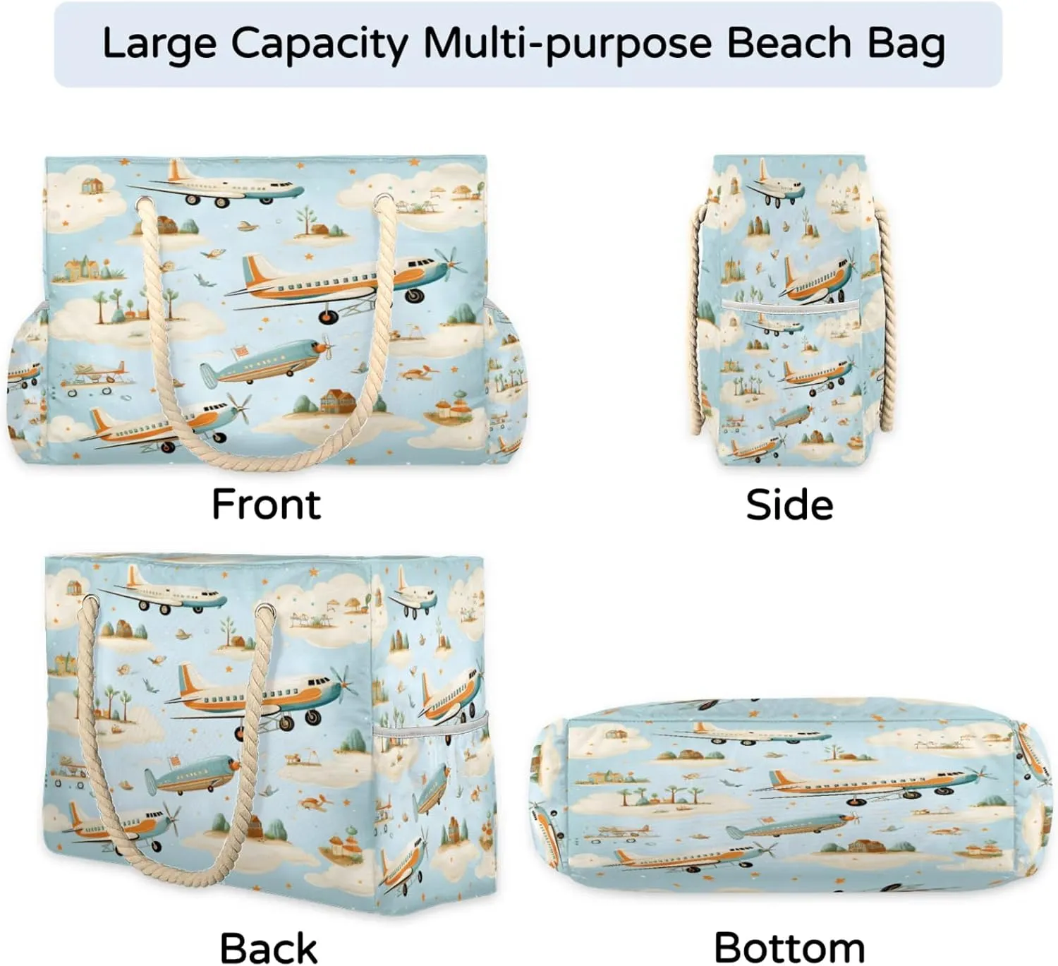 Large Beach Tote Bags with Zipper, Beach Bag for Women, Waterproof Sandproof Pool Swim Bags, Travel Tote Bag