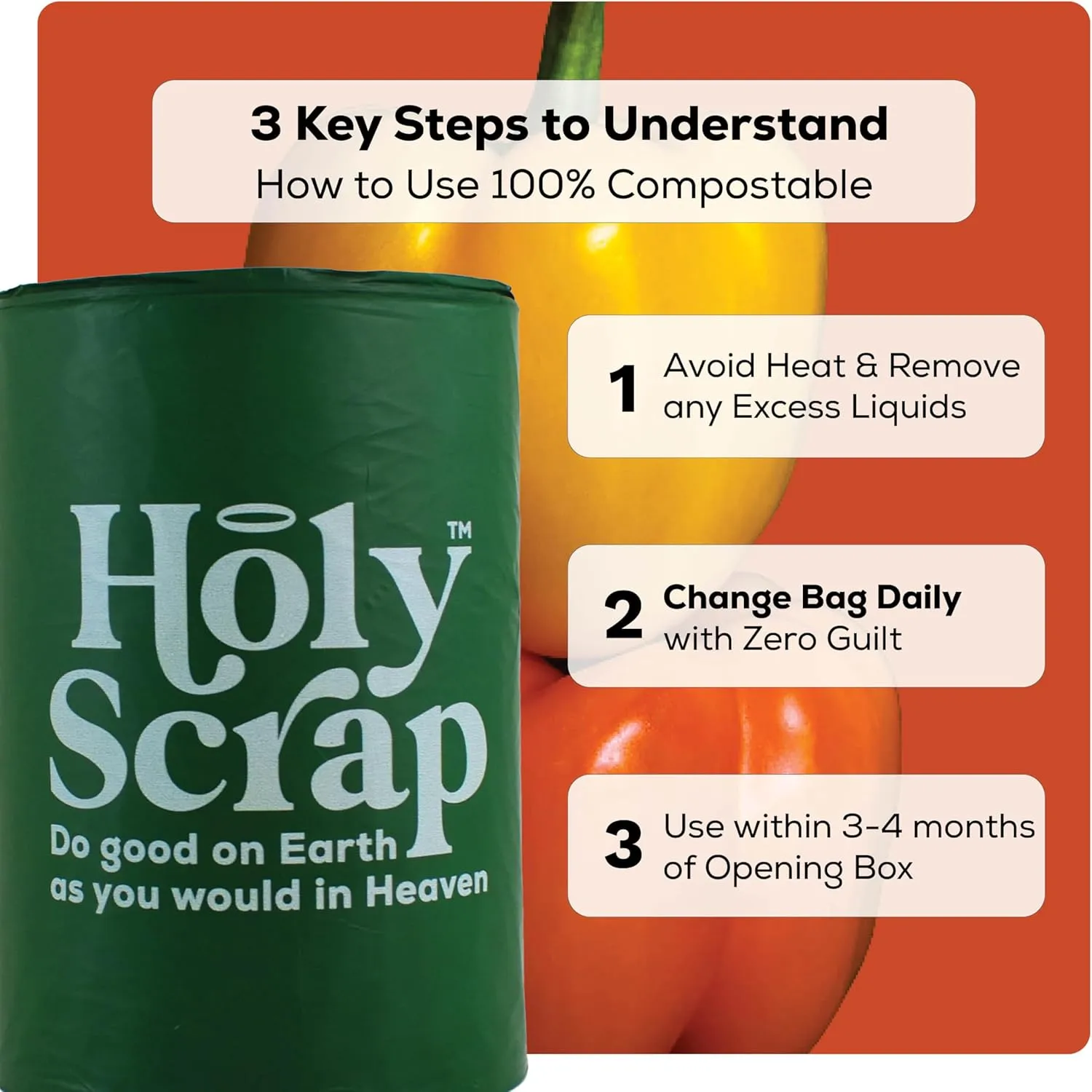 Large Compostable Trash Bags - 10-13 Gallon, 50 Pack, 100% Plastic-Free Decomposing Easy-Tie Trash Can Bags & Liners, Thick Kitchen, Bathroom & Backyard Bin Bags for Food & Green Waste