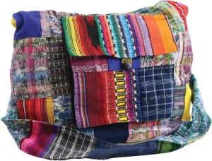 LARGE QUILTED PATCHWORK SHOULDER OR CROSSBODY BOHO BAG - 100% COTTON
