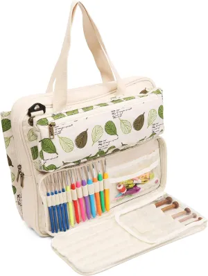LAVIEVERT Knitting Tote Bag Yarn Storage Bag for Carrying Projects, Knitting Needles, Crochet Hooks and Other Accessories