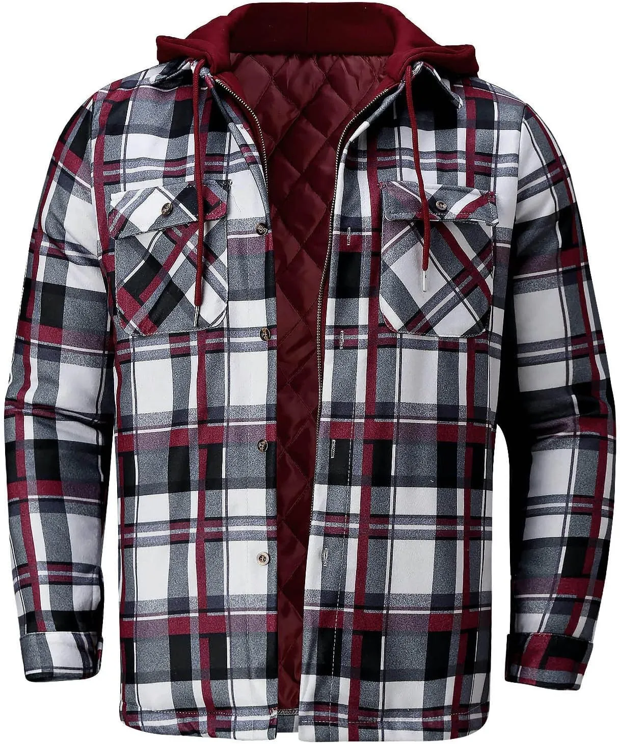 LCMTWX Fleece Plaid Flannel Jacket Plaid Print Lapel Button Down Pocket Long Sleeve Shirt Patchwork Jacket Thickened Sherpa