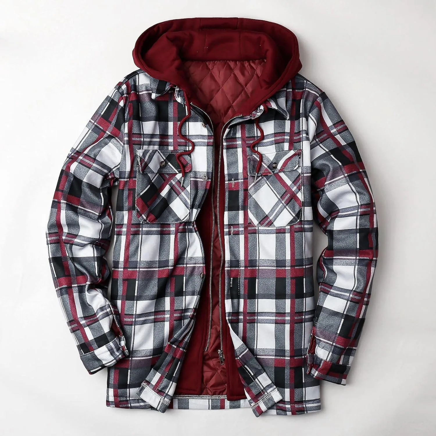LCMTWX Fleece Plaid Flannel Jacket Plaid Print Lapel Button Down Pocket Long Sleeve Shirt Patchwork Jacket Thickened Sherpa