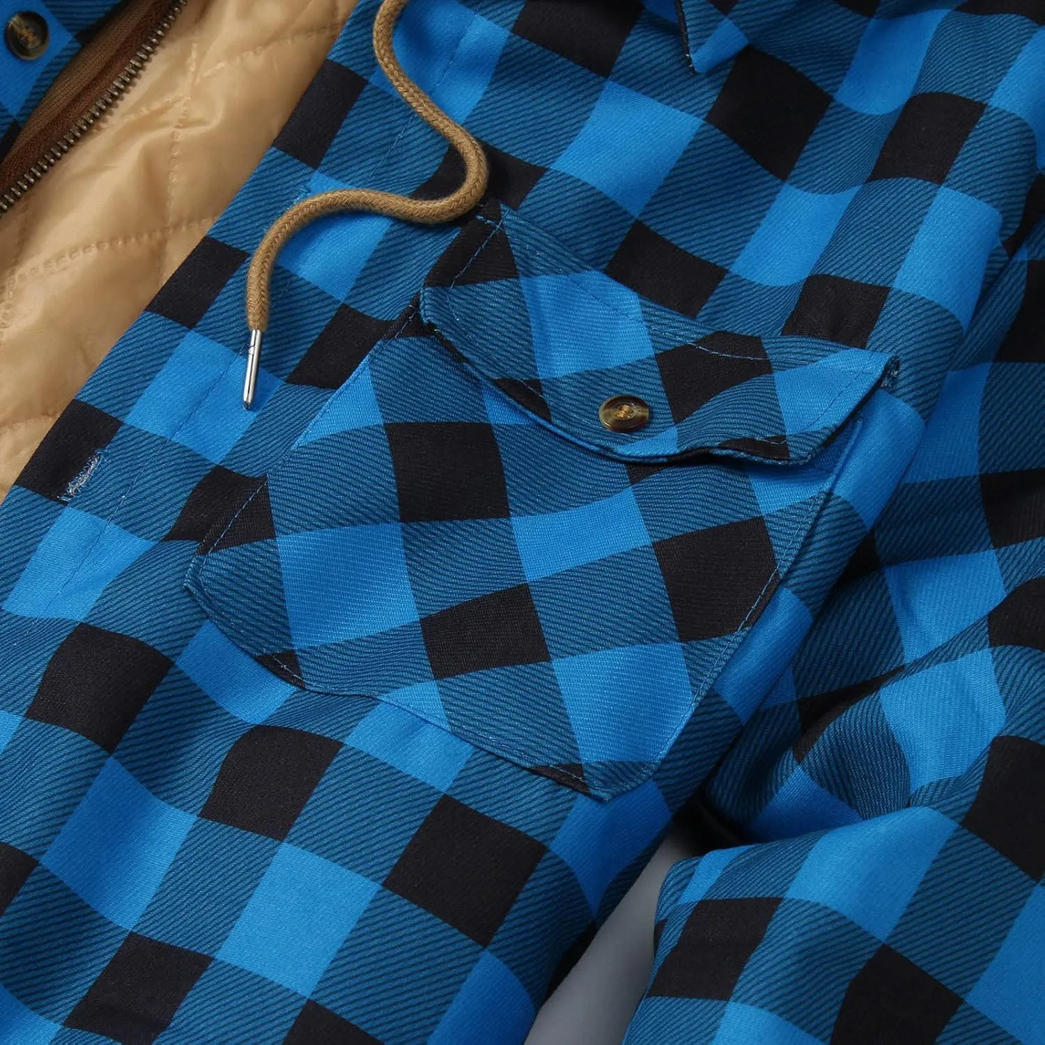 LCMTWX Fleece Plaid Flannel Jacket Plaid Print Lapel Button Down Pocket Long Sleeve Shirt Patchwork Jacket Thickened Sherpa