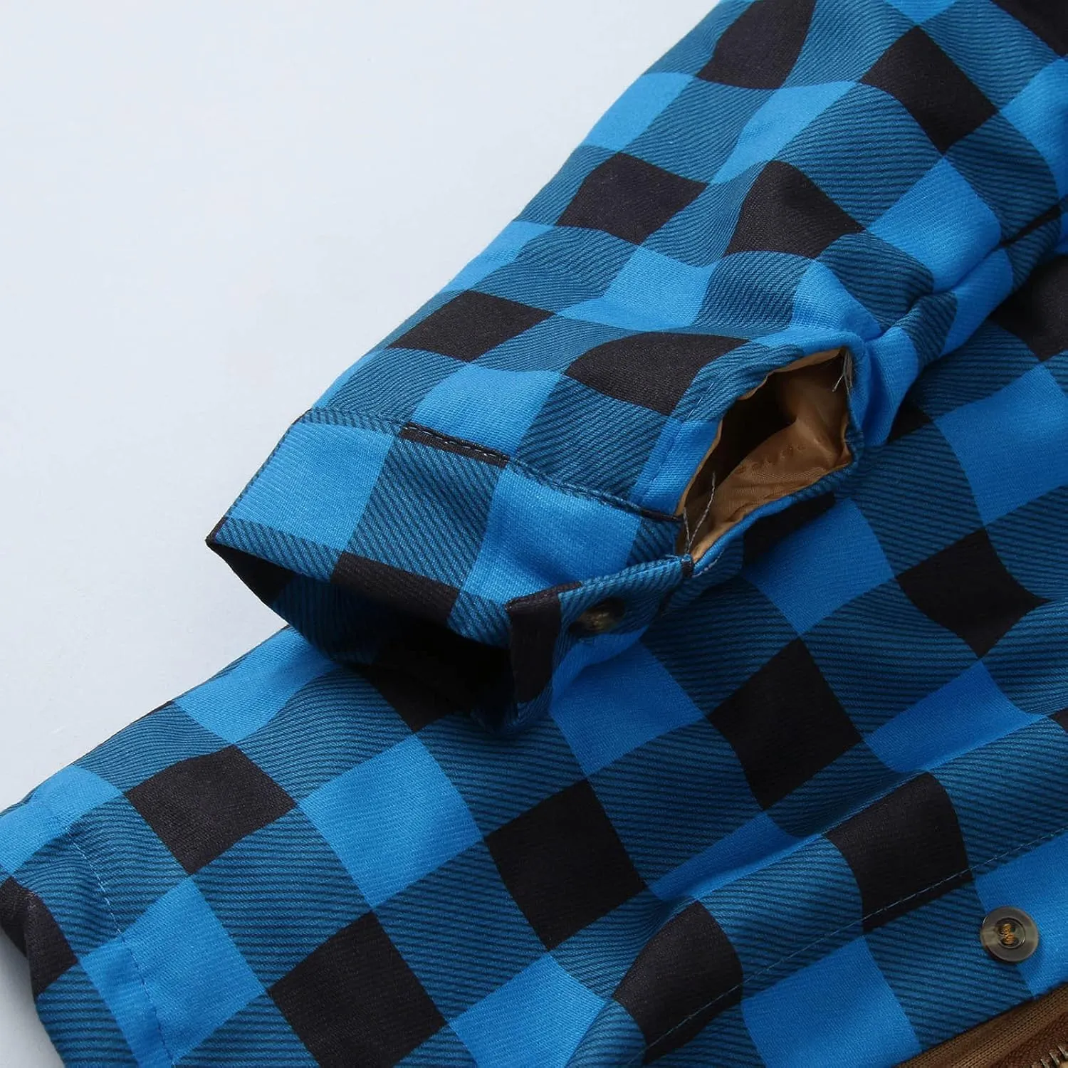 LCMTWX Fleece Plaid Flannel Jacket Plaid Print Lapel Button Down Pocket Long Sleeve Shirt Patchwork Jacket Thickened Sherpa