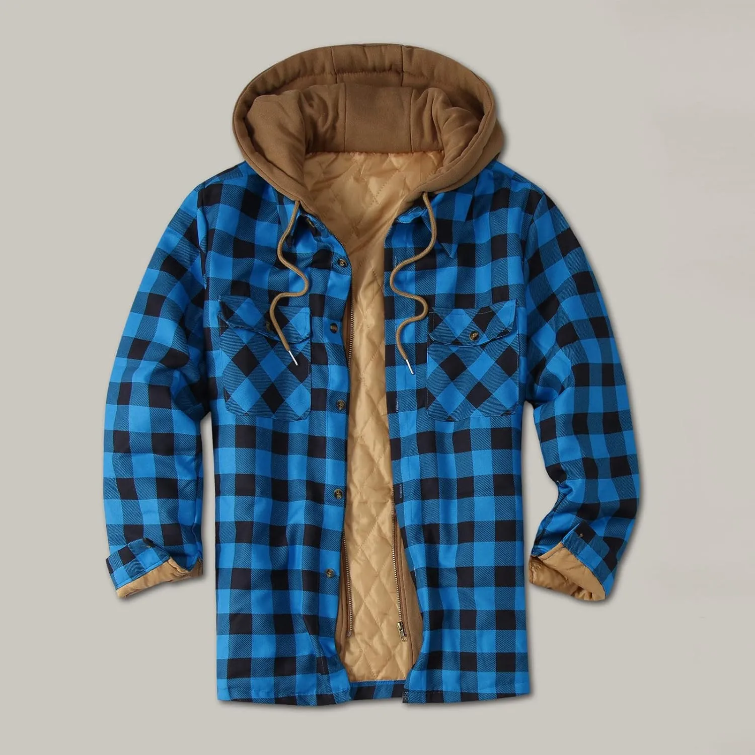 LCMTWX Fleece Plaid Flannel Jacket Plaid Print Lapel Button Down Pocket Long Sleeve Shirt Patchwork Jacket Thickened Sherpa