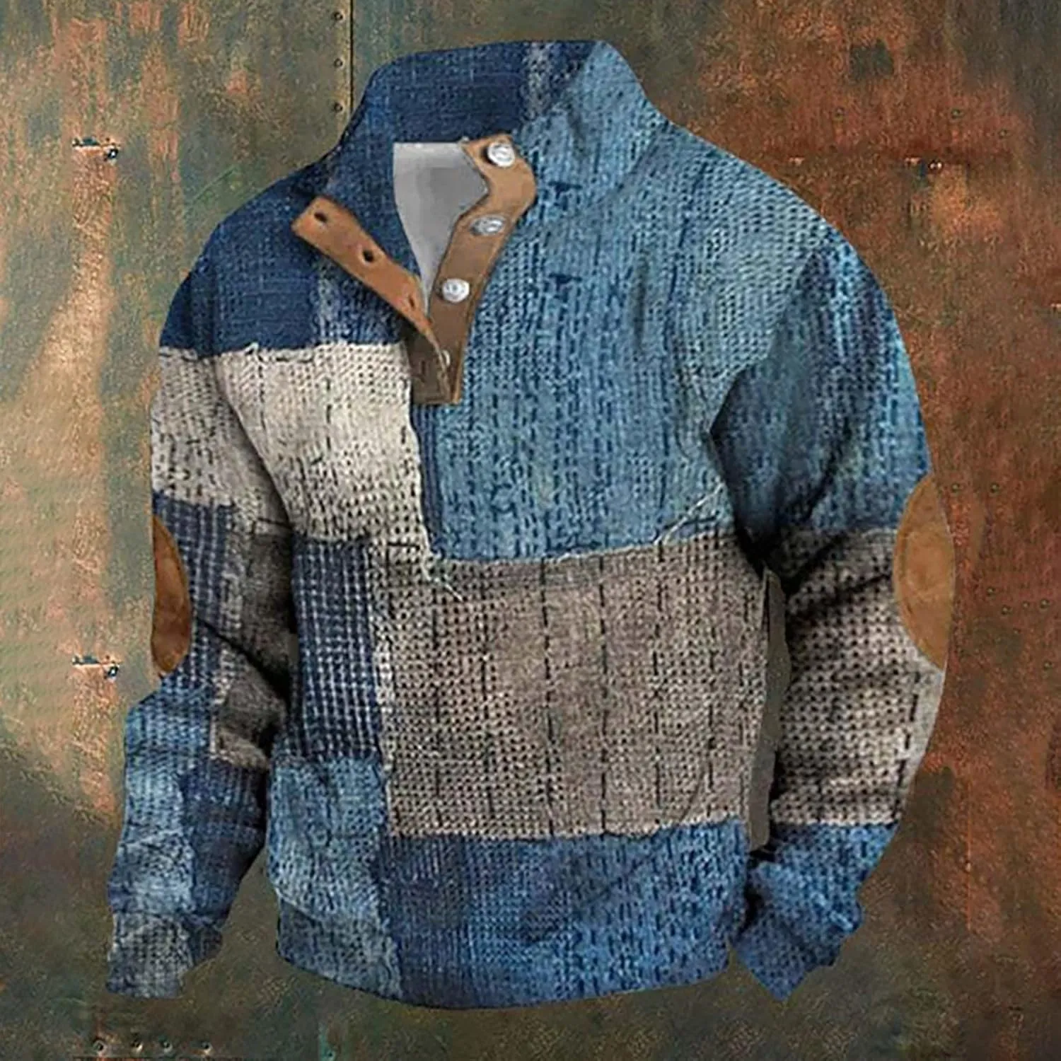 LCMTWX Long Sleeve Sweatshirts Collar Button Sweatshirt 1/4 Top Button Long Sleeve Jacket Outdoor Fashion Sweater Henry