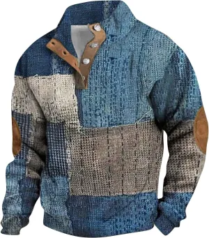 LCMTWX Long Sleeve Sweatshirts Collar Button Sweatshirt 1/4 Top Button Long Sleeve Jacket Outdoor Fashion Sweater Henry