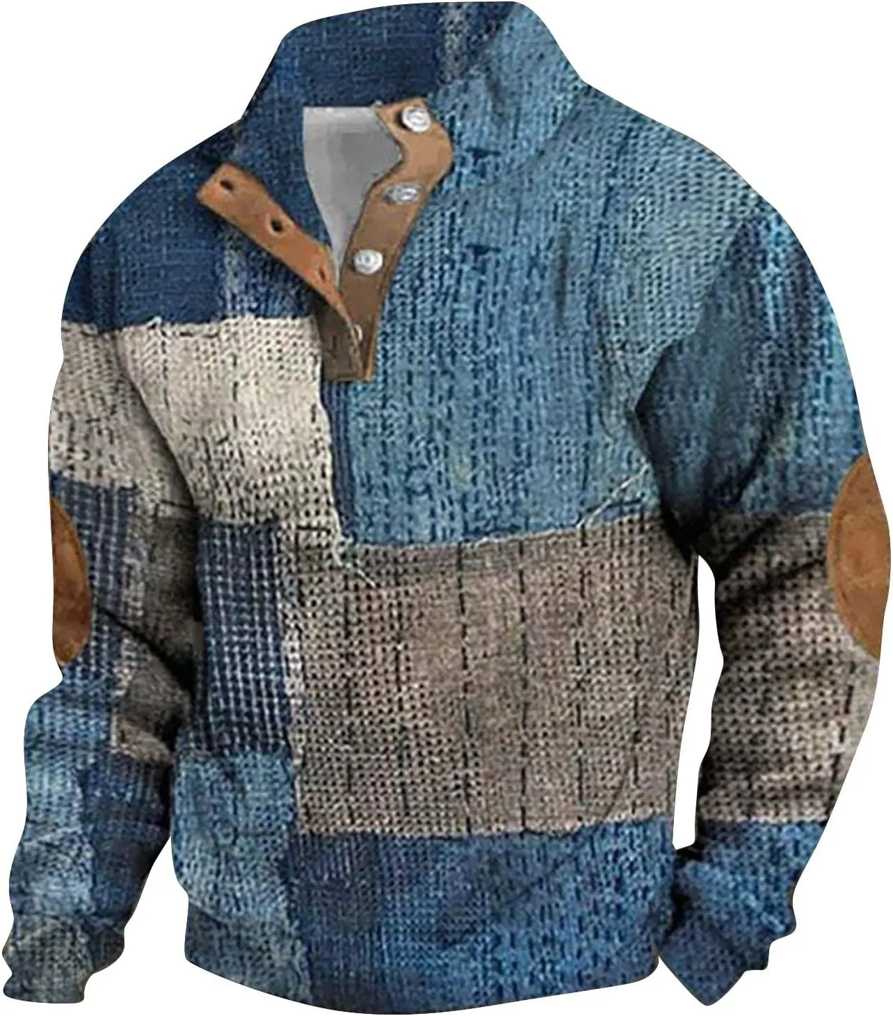 LCMTWX Long Sleeve Sweatshirts Collar Button Sweatshirt 1/4 Top Button Long Sleeve Jacket Outdoor Fashion Sweater Henry