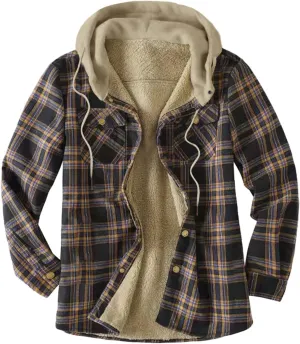 LCMTWX Mens Plaid Jacket And Winter Boho Print Hooded Zipper Pocket Long Sleeve Shirt Patchwork Casual Loose Thicken